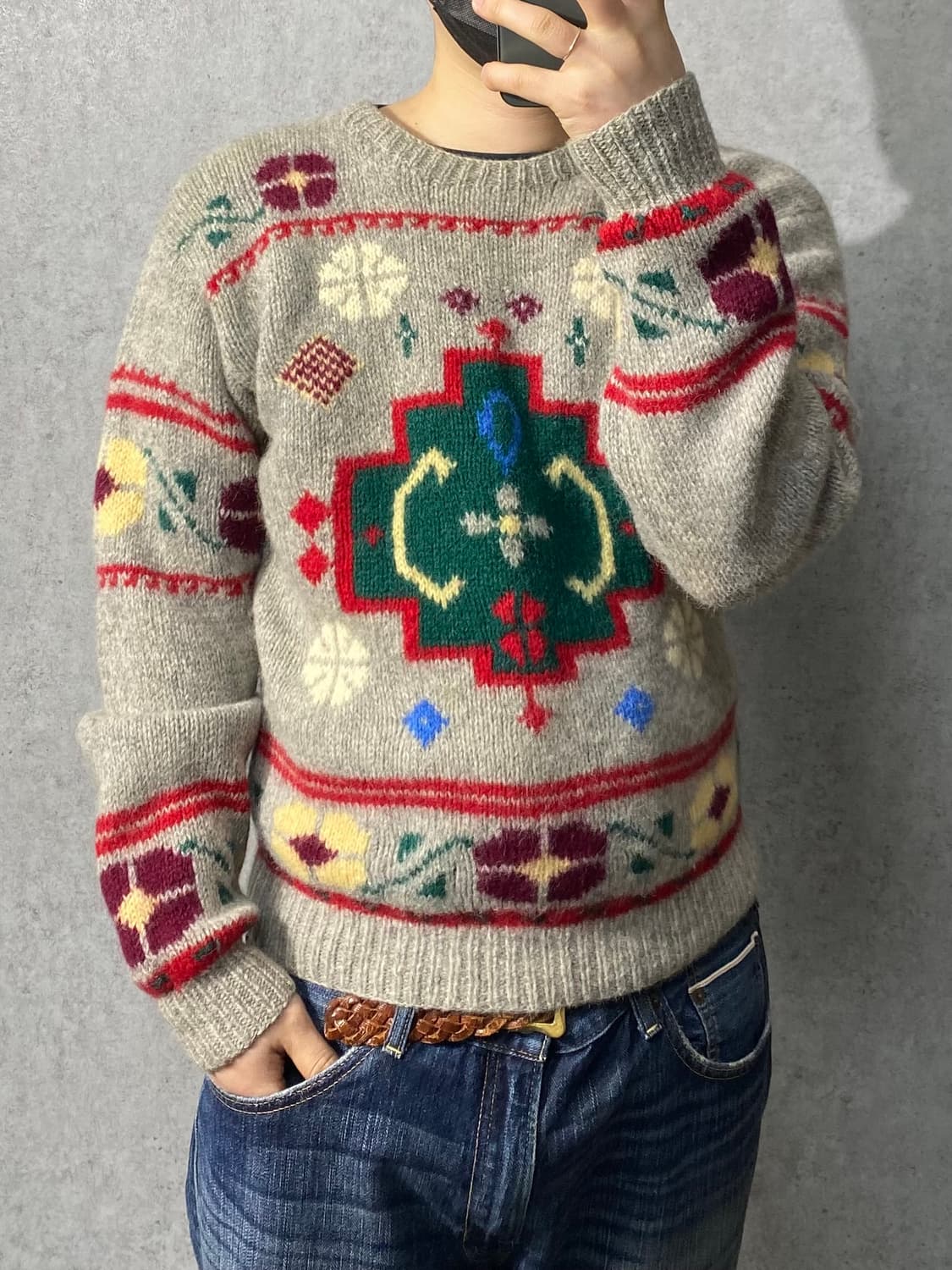 [M] 90s DEANS 셔틀랜드 울 에스닉 패턴 니트 상품이미지8