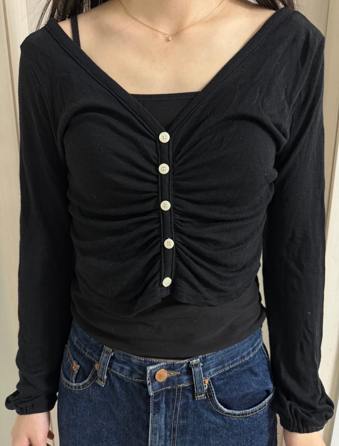 미니포에 셔링 롱 슬리브 상품이미지1