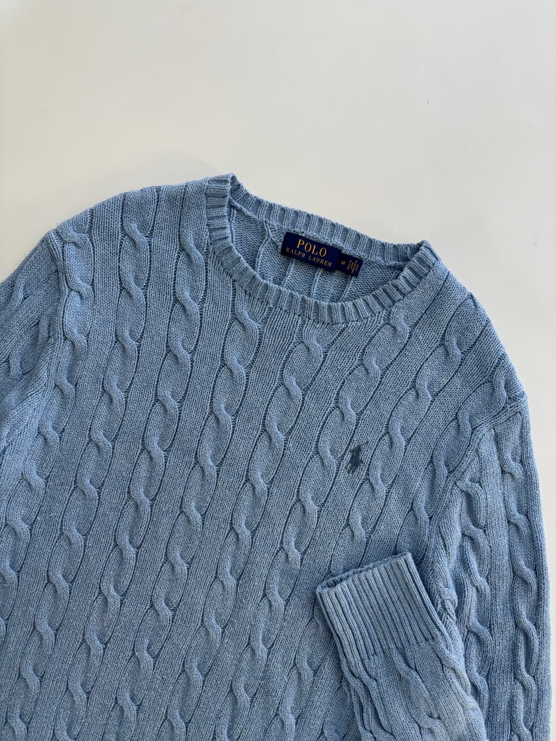 Polo 폴로 랄프로렌 신형 스카이블루 컬러 코튼 케이블 니트 상품이미지3