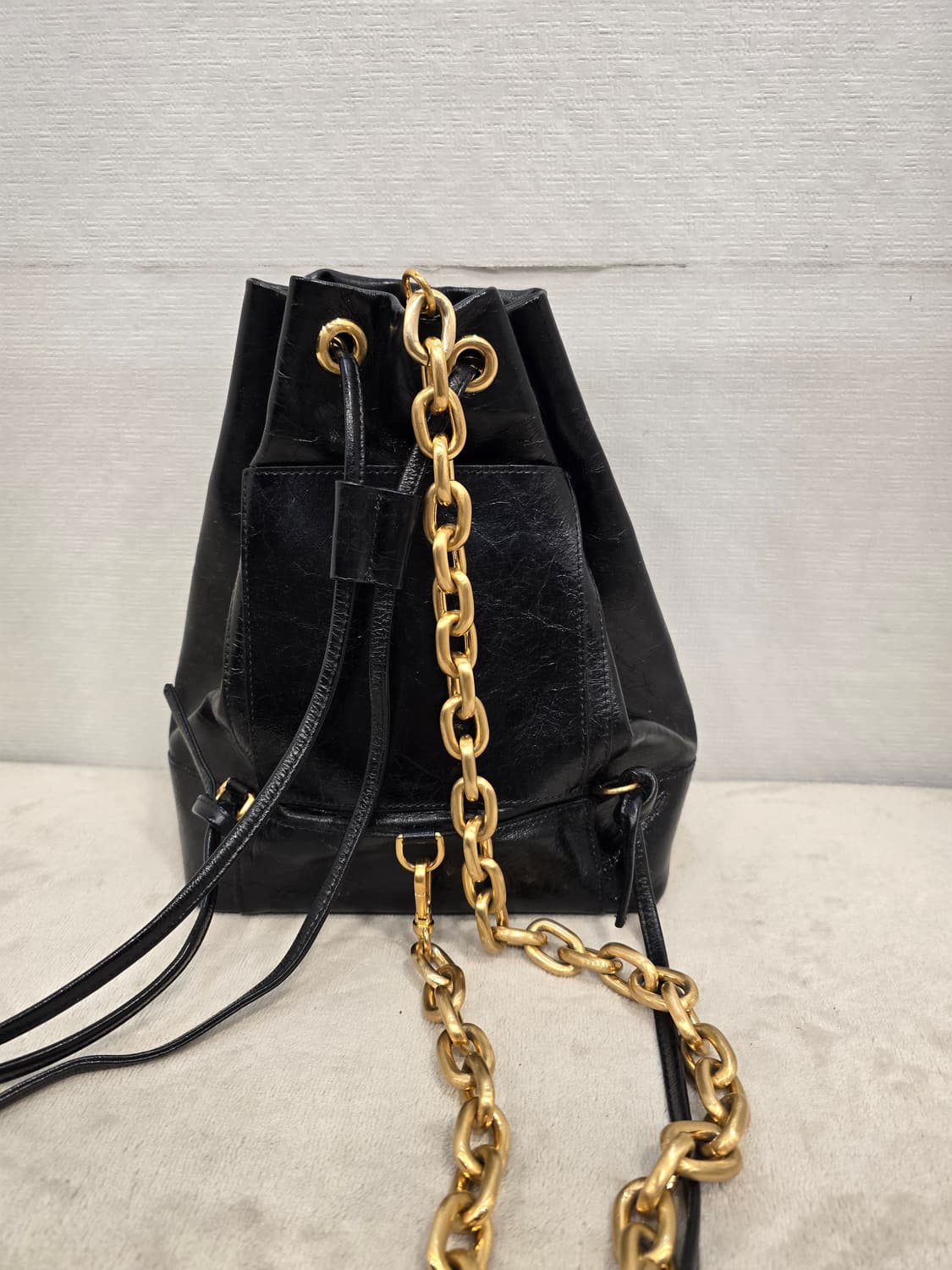 쓰리노크스 블랙 가죽 백팩 버킷백 + 체인 상품이미지8