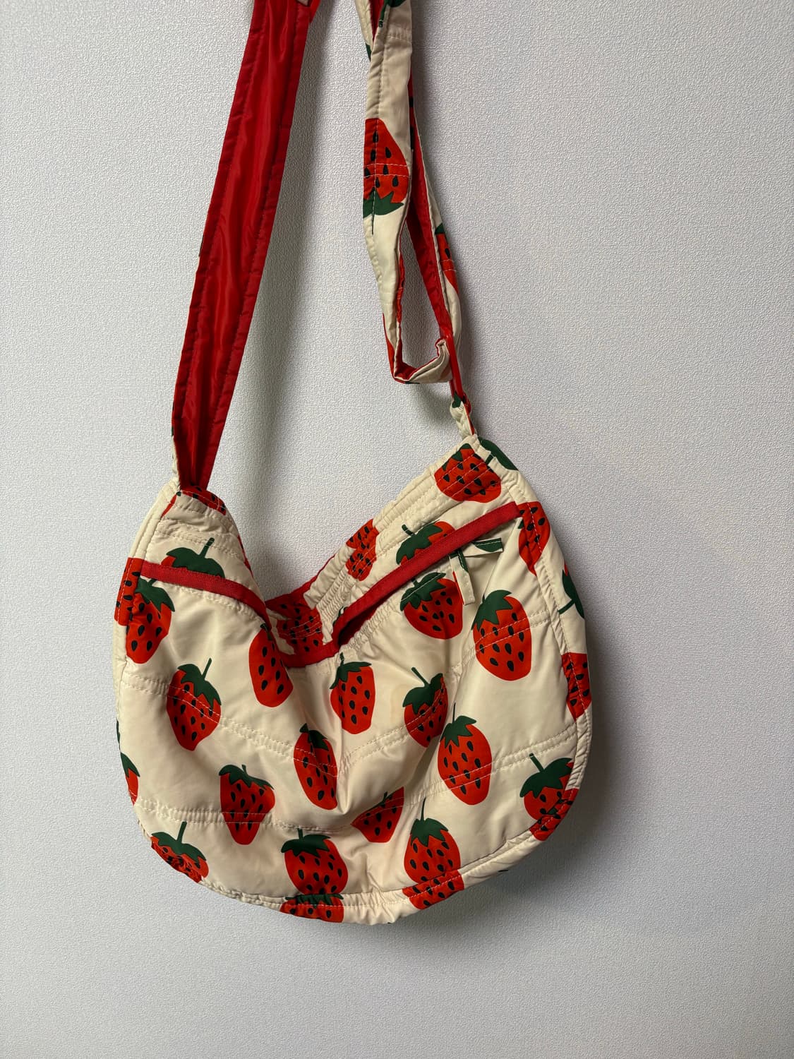 딸기 토트백 가방 일본 빈티지 모리걸 패턴 도트 체크 백팩 상품이미지3