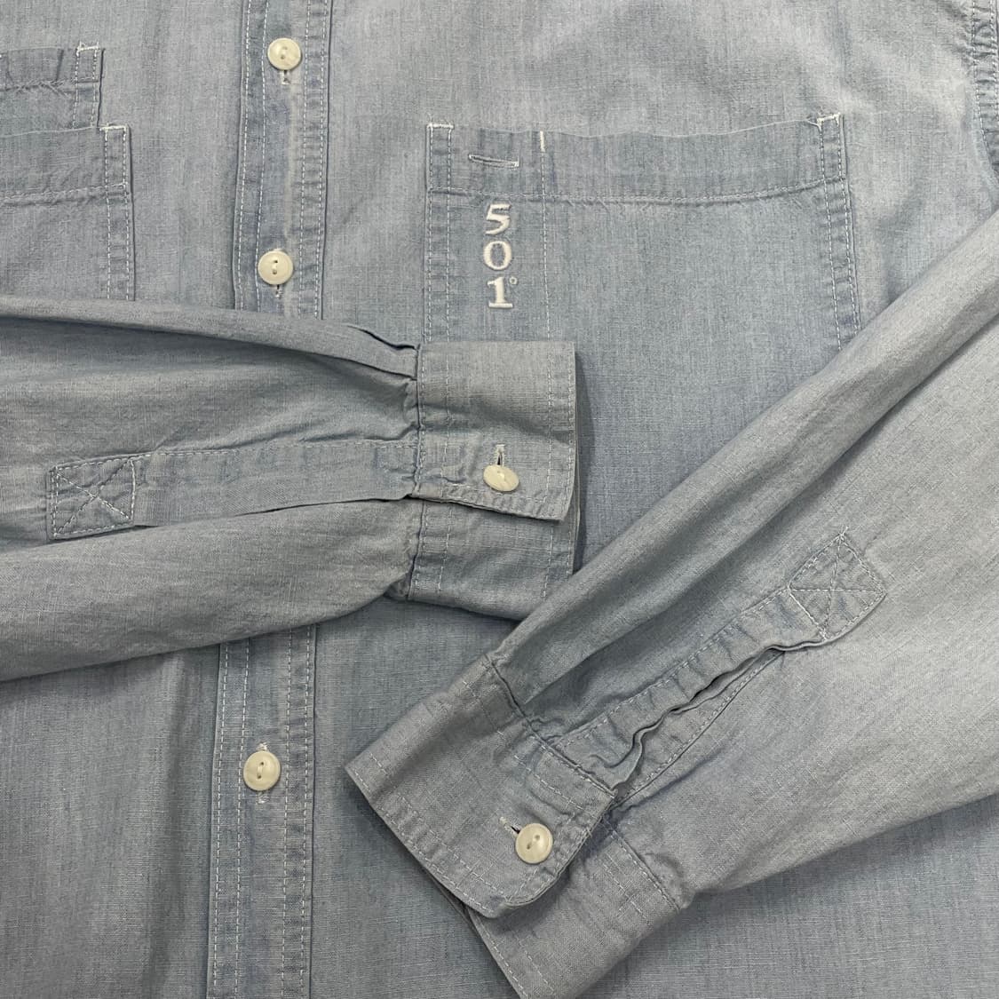 (L) 90s Levi's 리바이스 샴브레이 데님 셔츠 상품이미지7