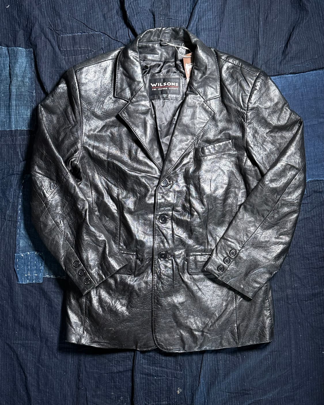 90-00‘s 윌슨 레더 램스킨 3B 블레이저 자켓 M 상품이미지1