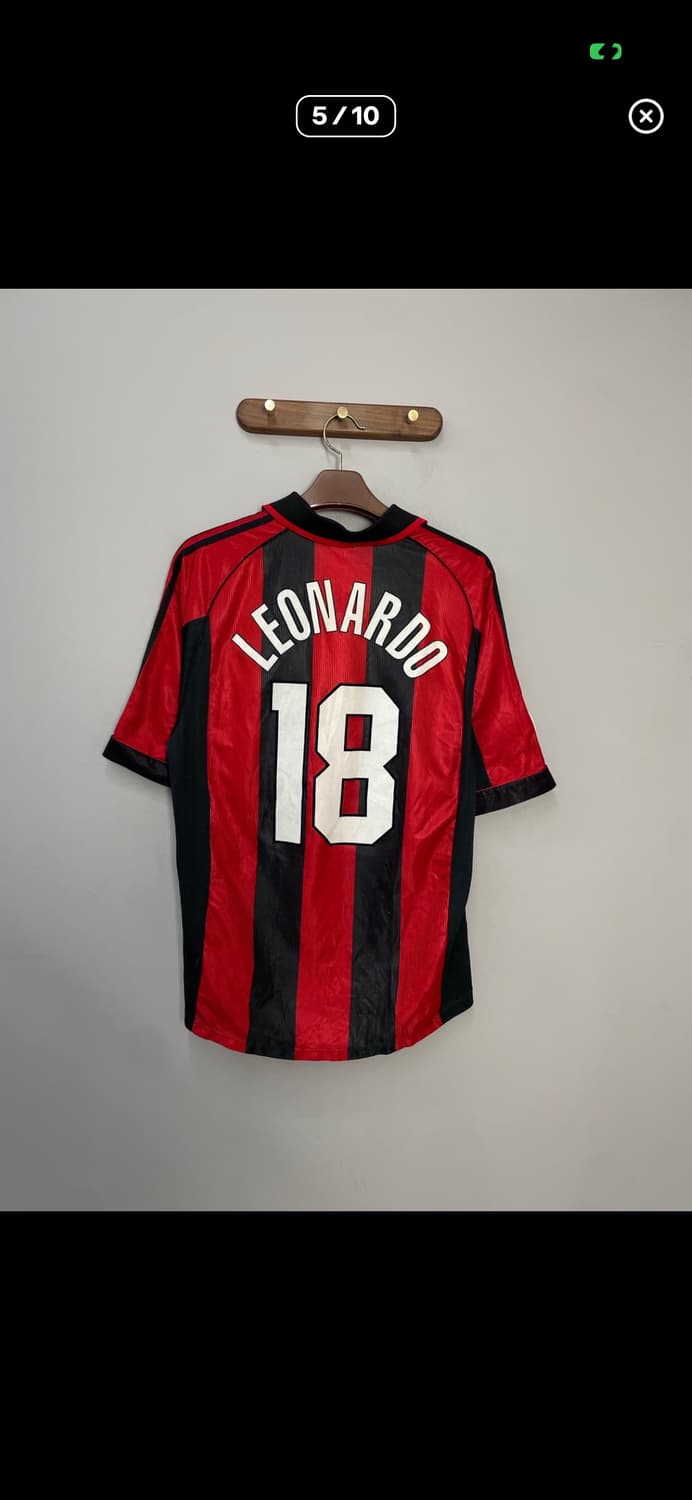 아디다스 98-99 AC밀란 레오나르두 아라우주 홈 유니폼 반팔  A36 상품이미지5