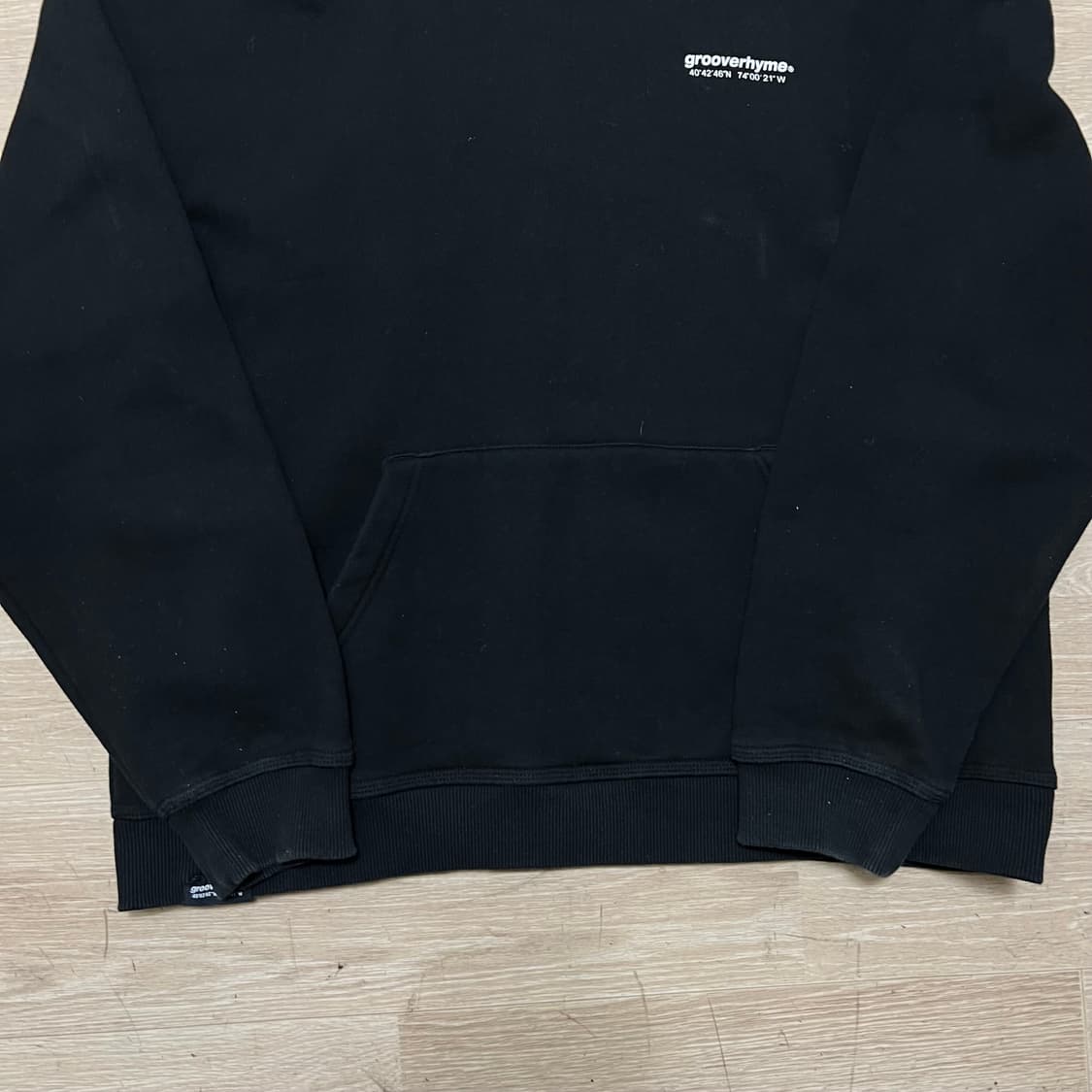 그루브라임 남여공용 레터링 백로고 기모 후드티 [블랙] L/100 상품이미지3