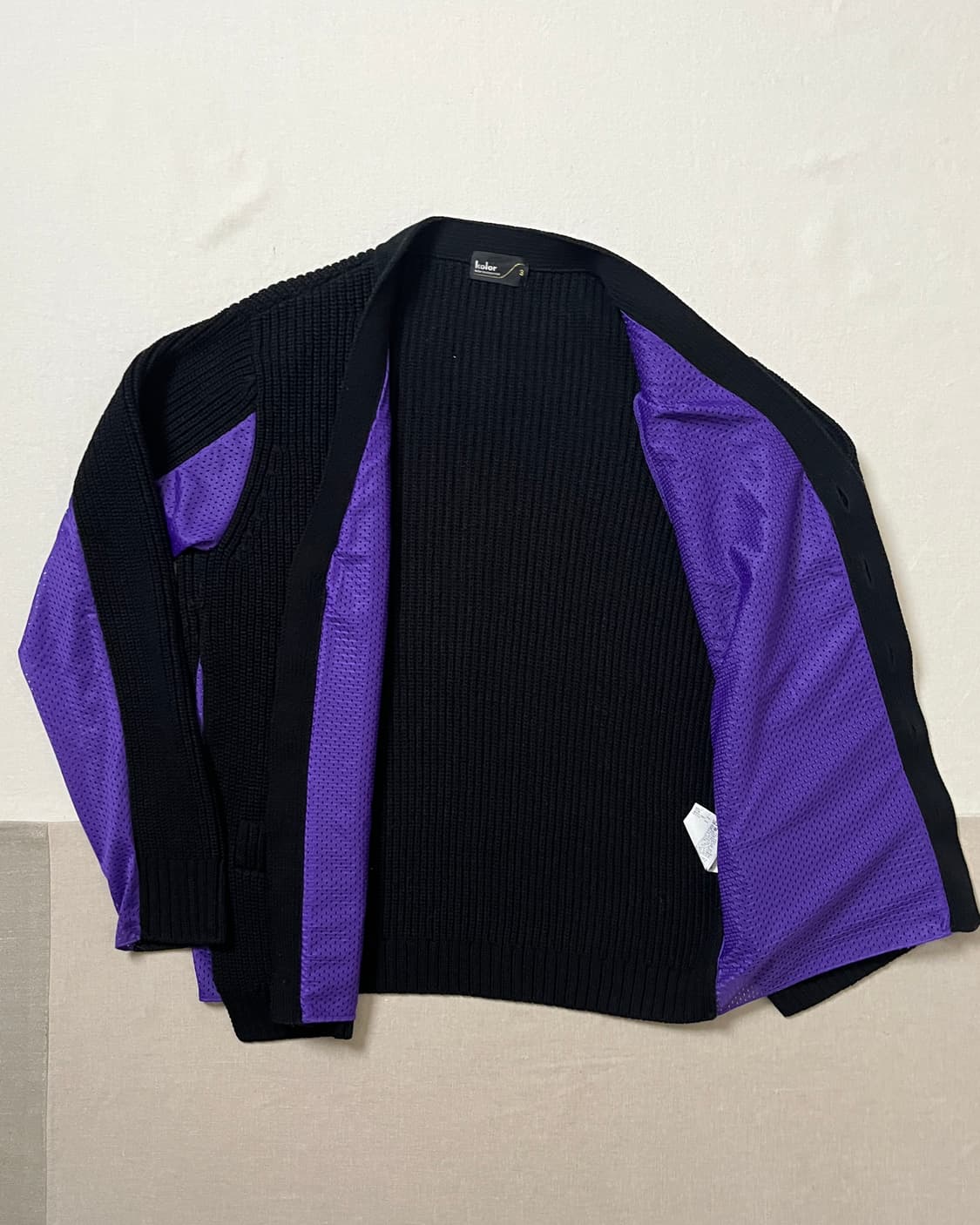 Kolor 메쉬패널 코튼 가디건 20aw 컬러 도킹 가디건 상품이미지3