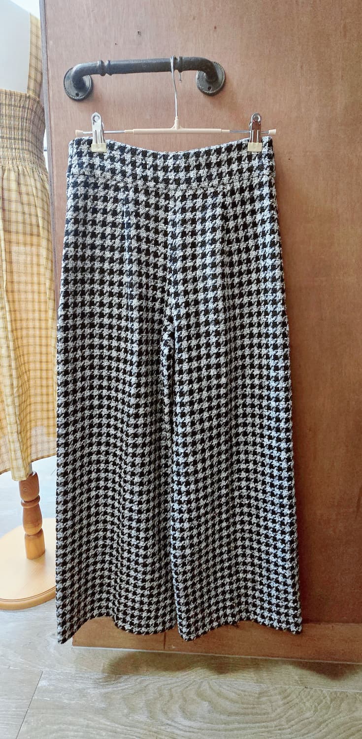 XS) ZARA 자라 체크 와이드팬츠 하이웨스트 트위드팬츠 상품이미지3