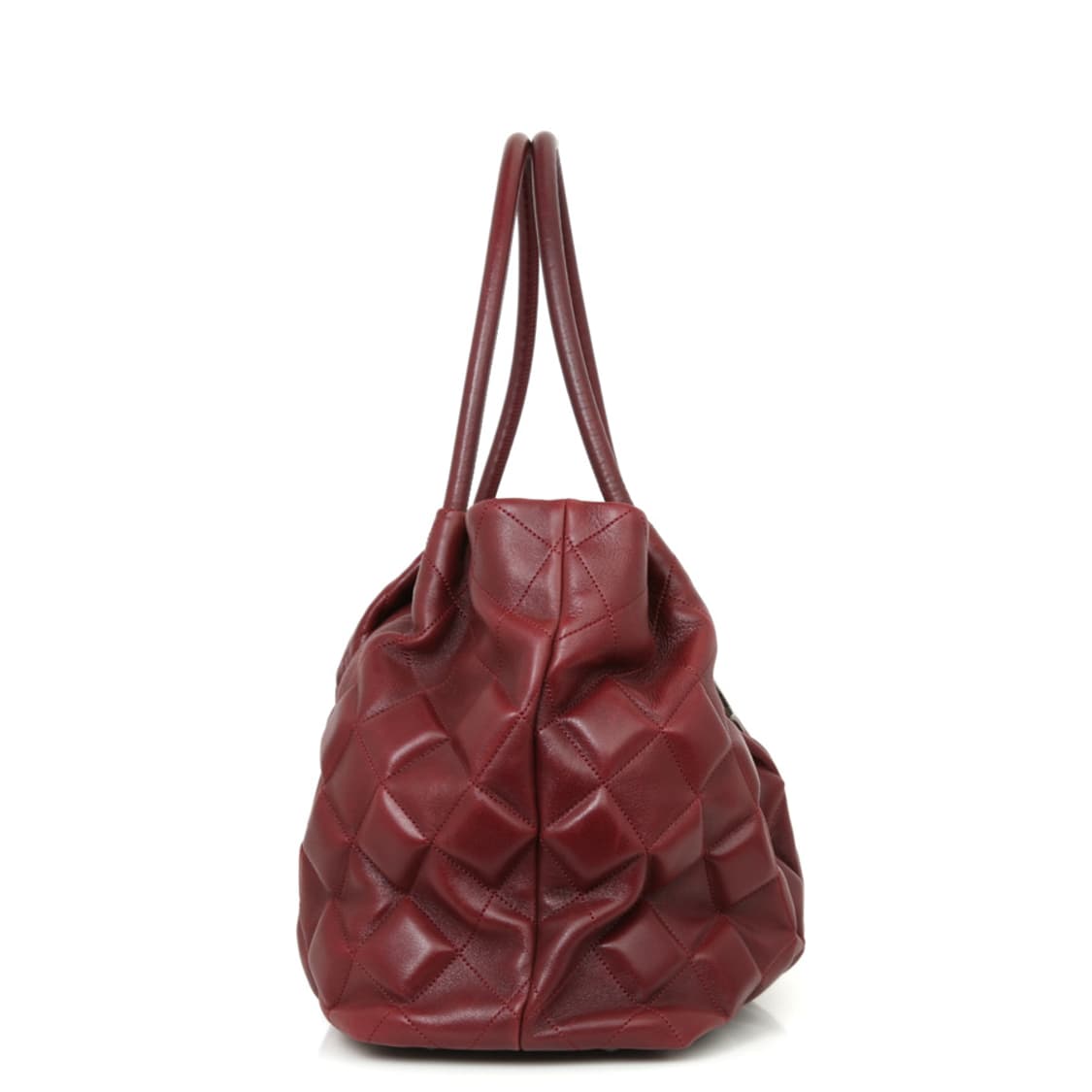 샤넬 버건디 큐브 퀼팅 숄더 슬로운 슬론 카프레더 토트 상품이미지3