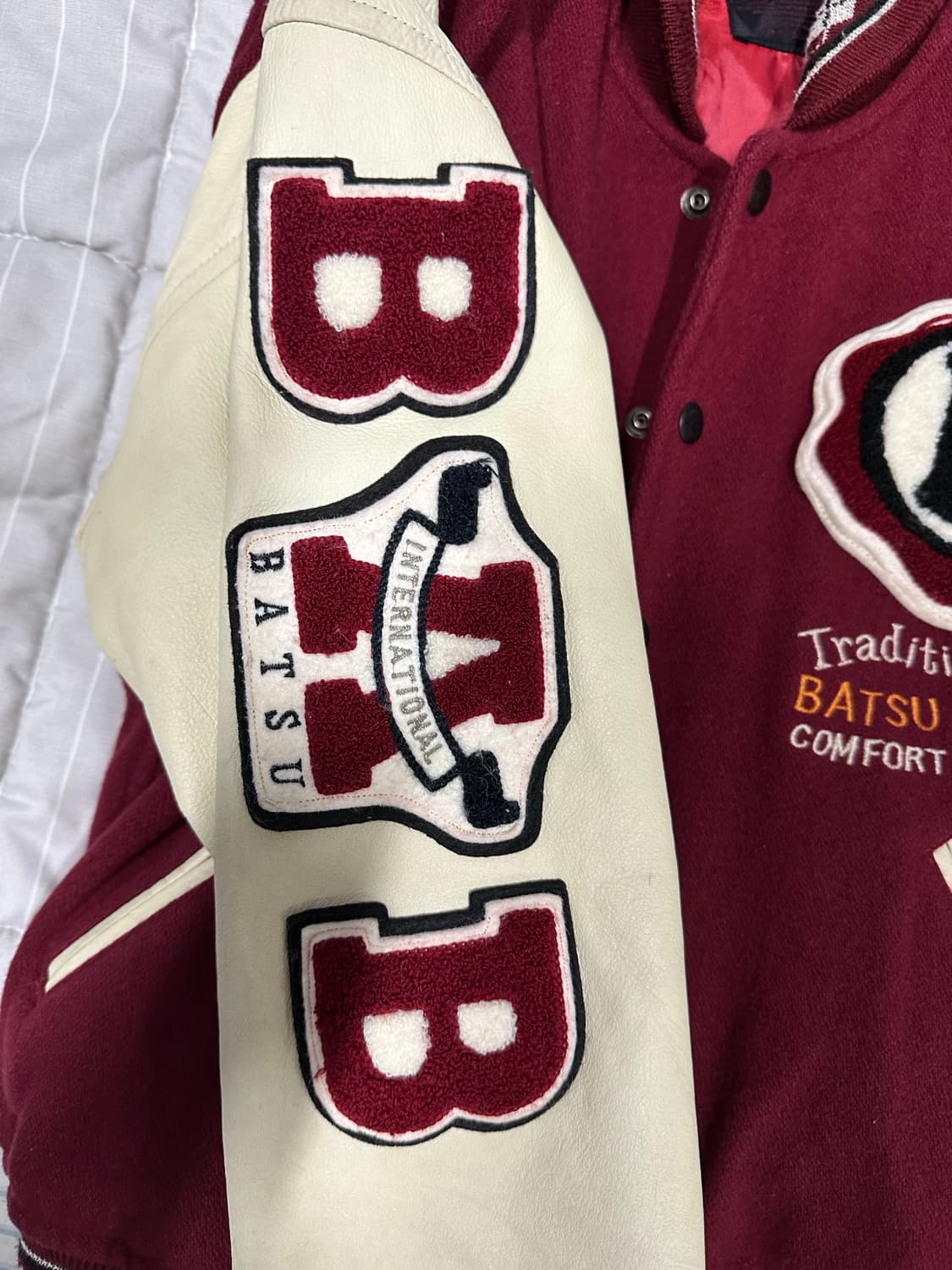 80s 90s Ba-tsu 레더 스타디움 바시티 자켓 상품이미지2