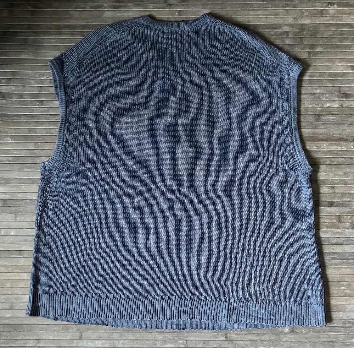 Blue loose v-neck knit vest 상품이미지2