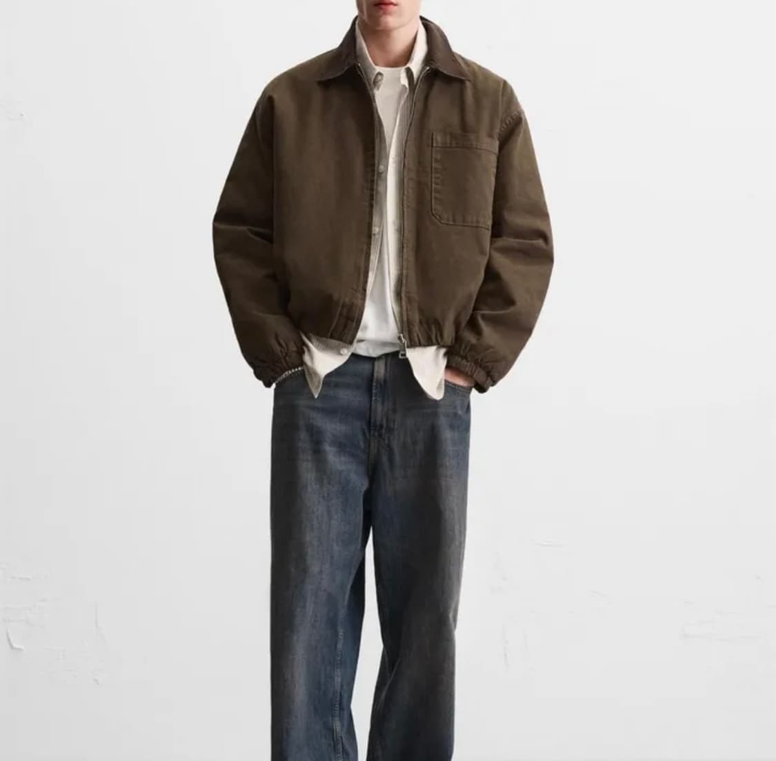 (새상품) 자라 콤비 칼라 점퍼 워크자켓 상품이미지4