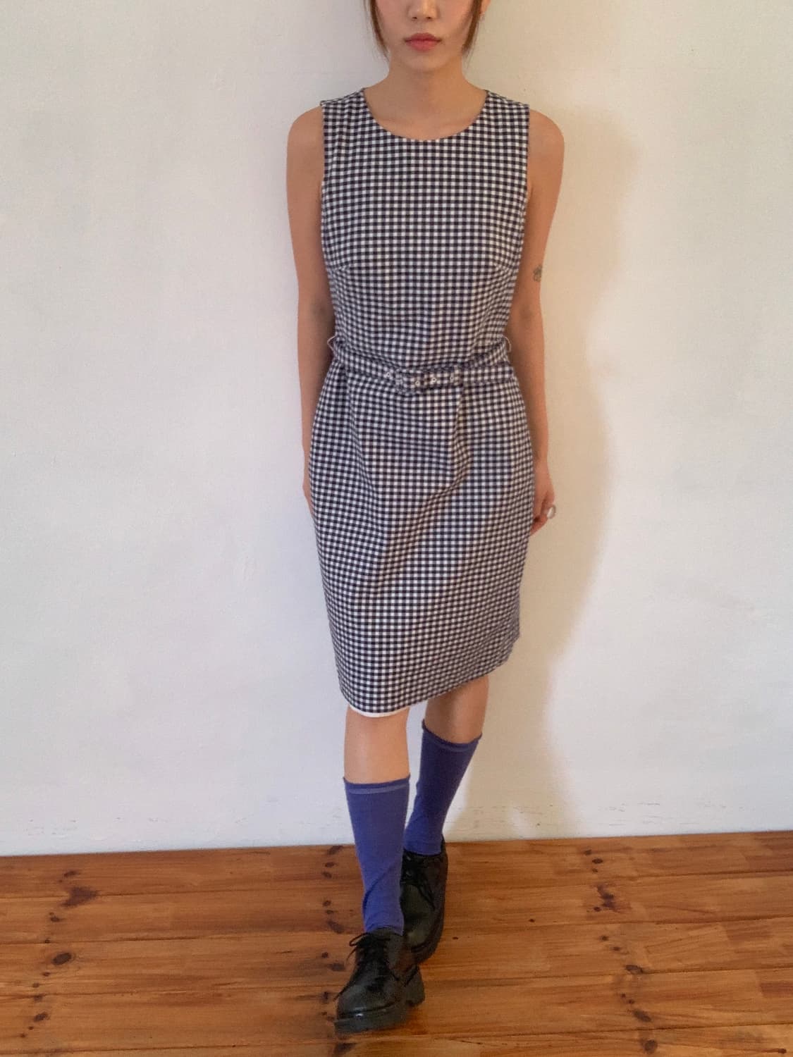 Check Belt Midi Dress 상품이미지3