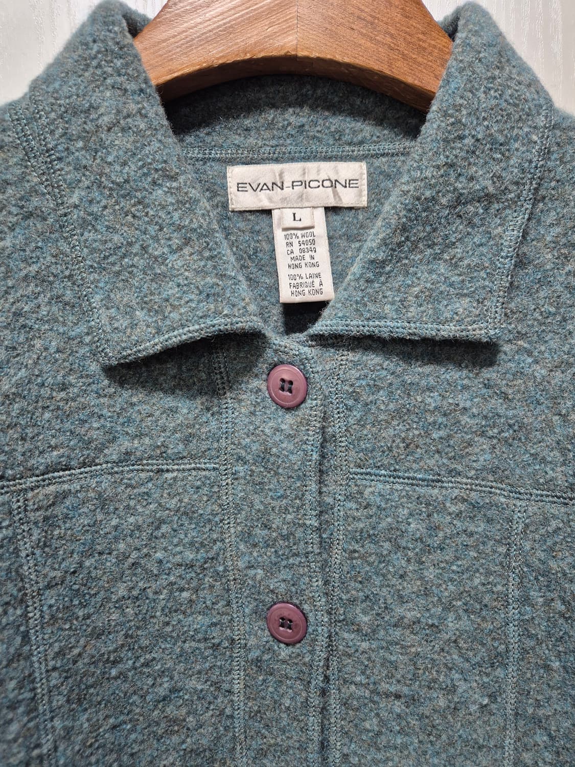 (세일)VTG.에반피콘 압축울 블루 그린 자켓 상품이미지2