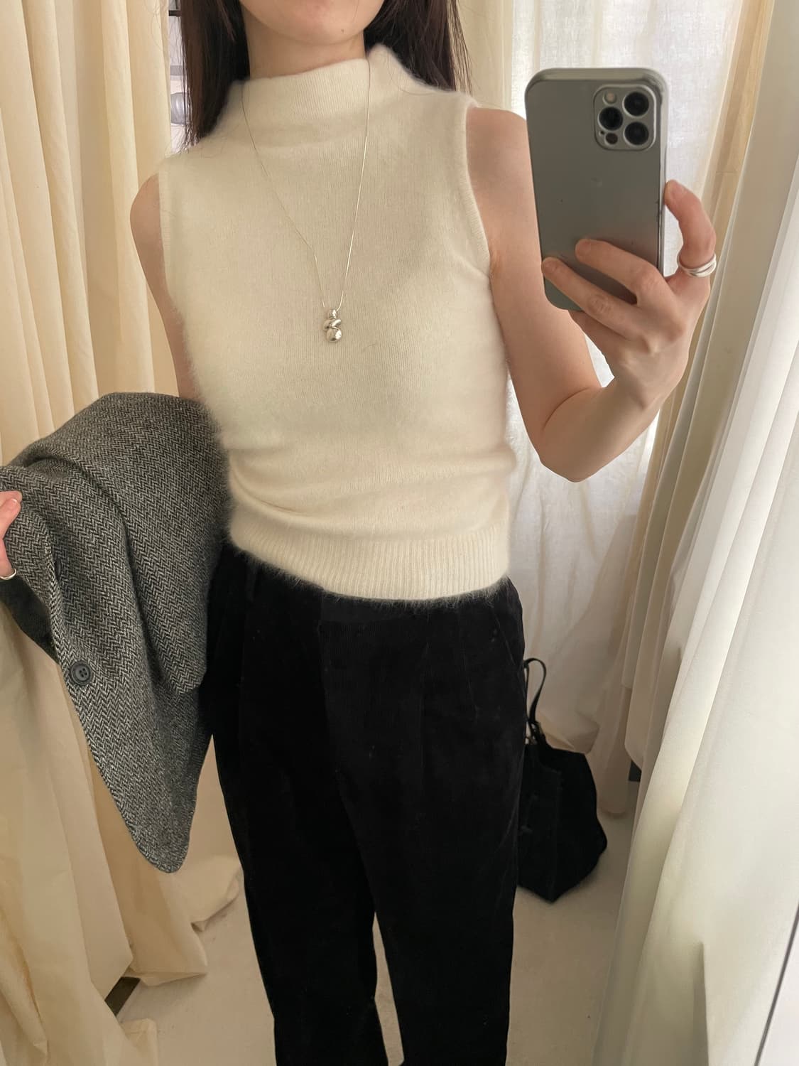 vintage angora half neck sleeveless knit 상품이미지7