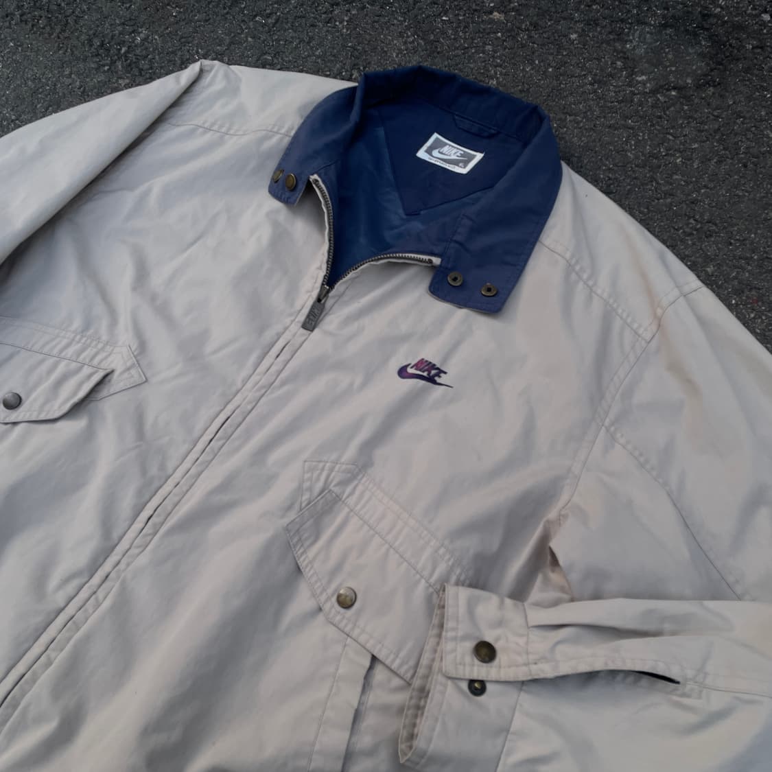 90s 삼나스포츠 나이키 아이보리 봄버자켓 블루종 올드스쿨 트랙자켓 XL 상품이미지2