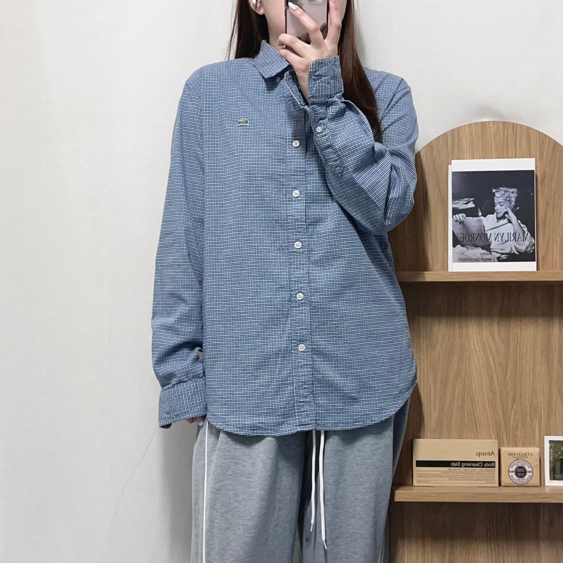 [정품] 라코스테 네이비 체크 셔츠 [ M ] 상품이미지2