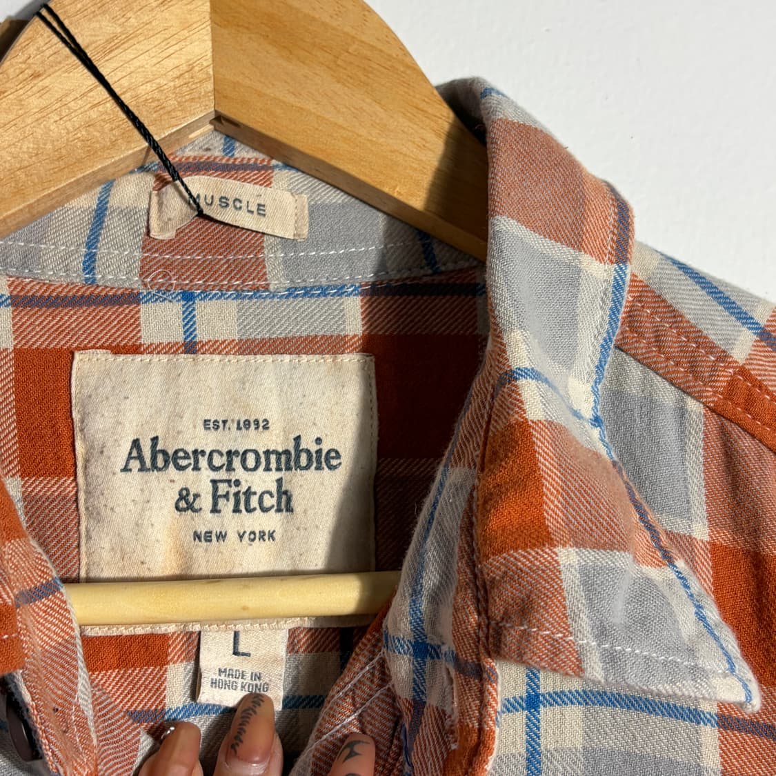 아베크롬비 빈티지 브릭 오렌지 체크 투포켓 셔츠 (무료배송) 상품이미지3