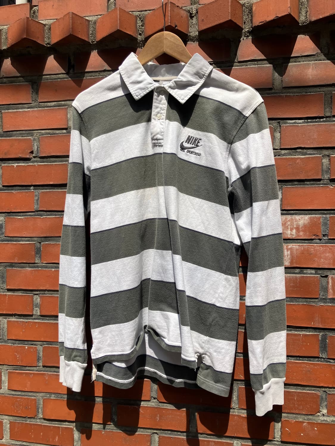 Nike 자수 로고 스트라이프 럭비 셔츠 XL 상품이미지3