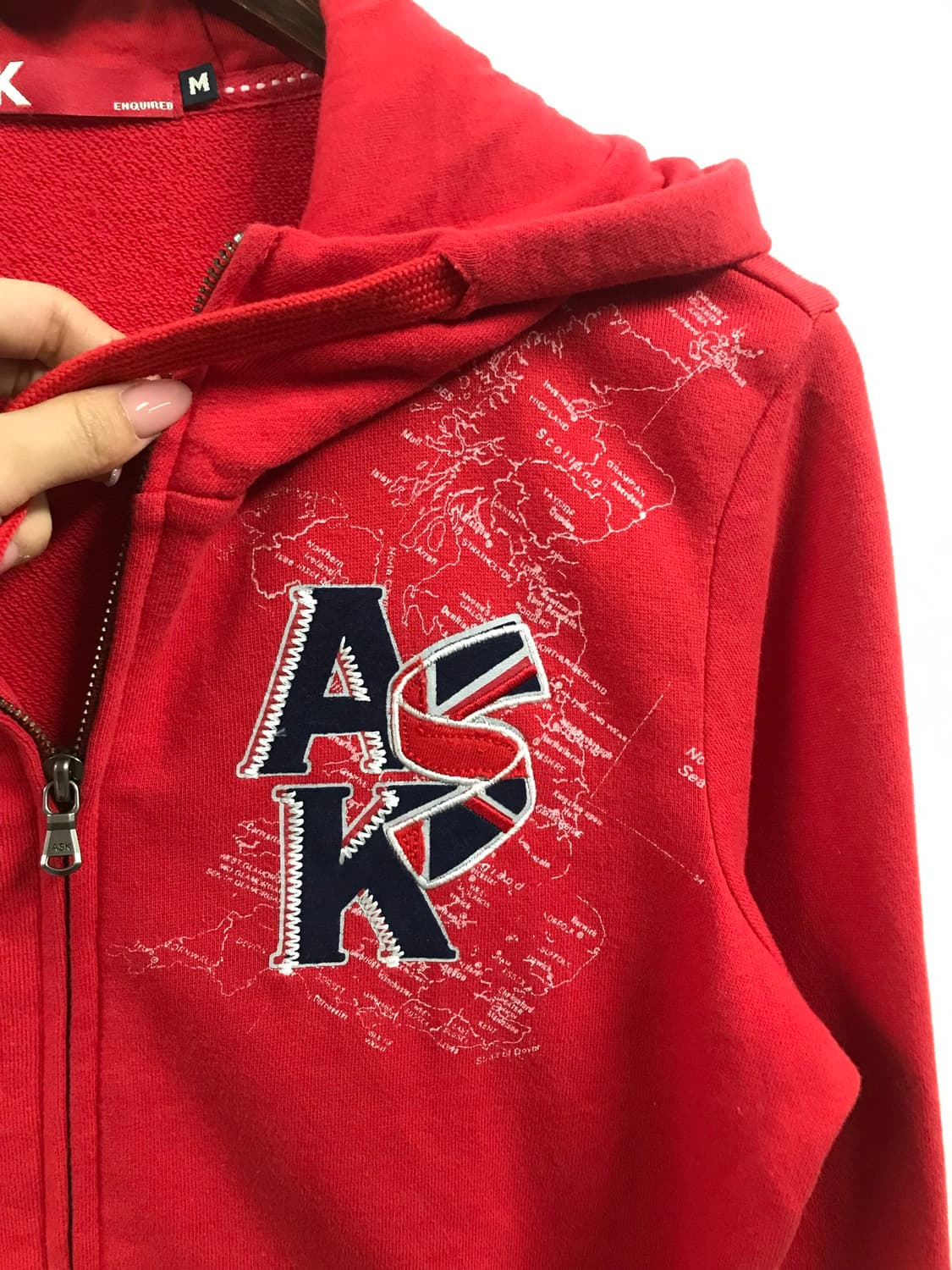 Ask 에스크 자수로고 y2k 와투케 레드 후드집업 상품이미지4