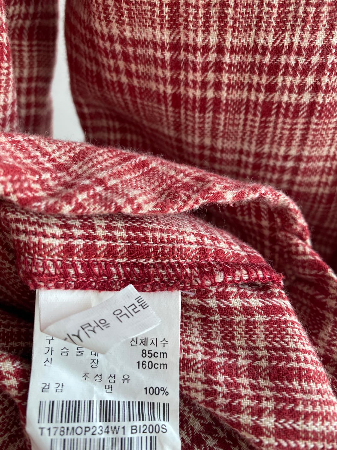 써스데이 아일랜드 체크 셔츠 원피스 S 상품이미지6