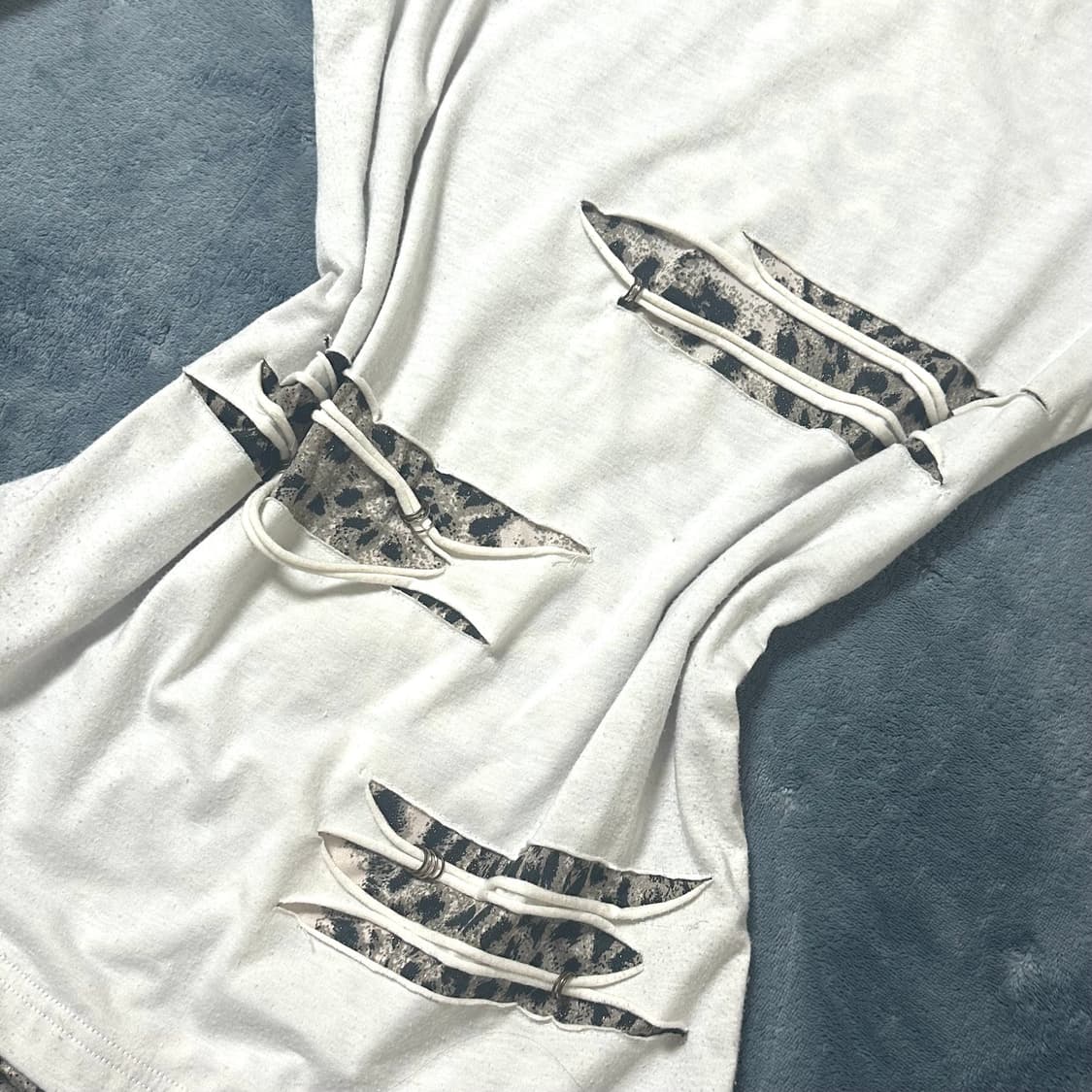 레오파드 호피 레이어드 피어싱 롱슬리브 오네갸루 y2k 펑크 상품이미지2