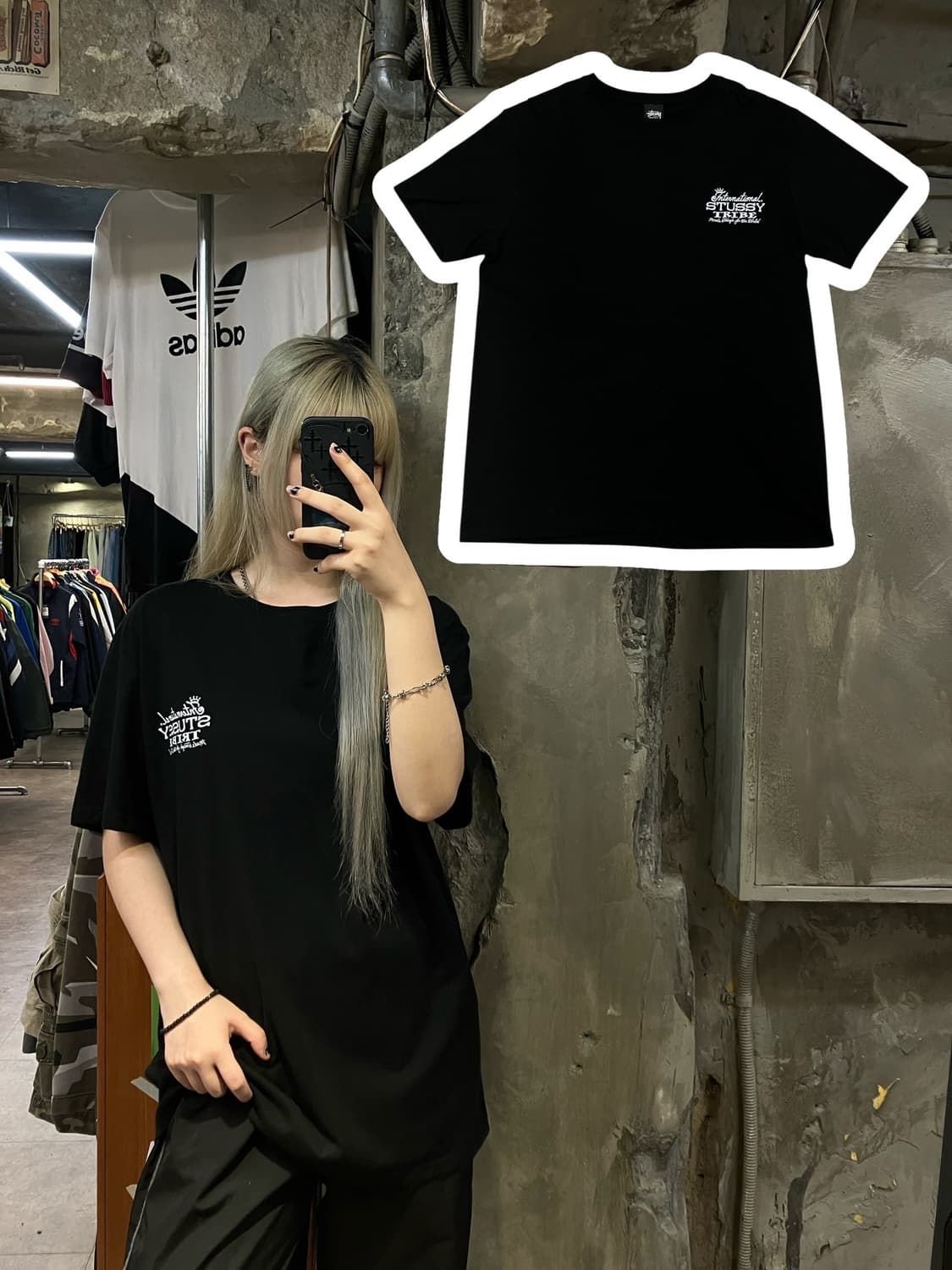 스투시 반팔 블랙 L  #csz1023 상품이미지1