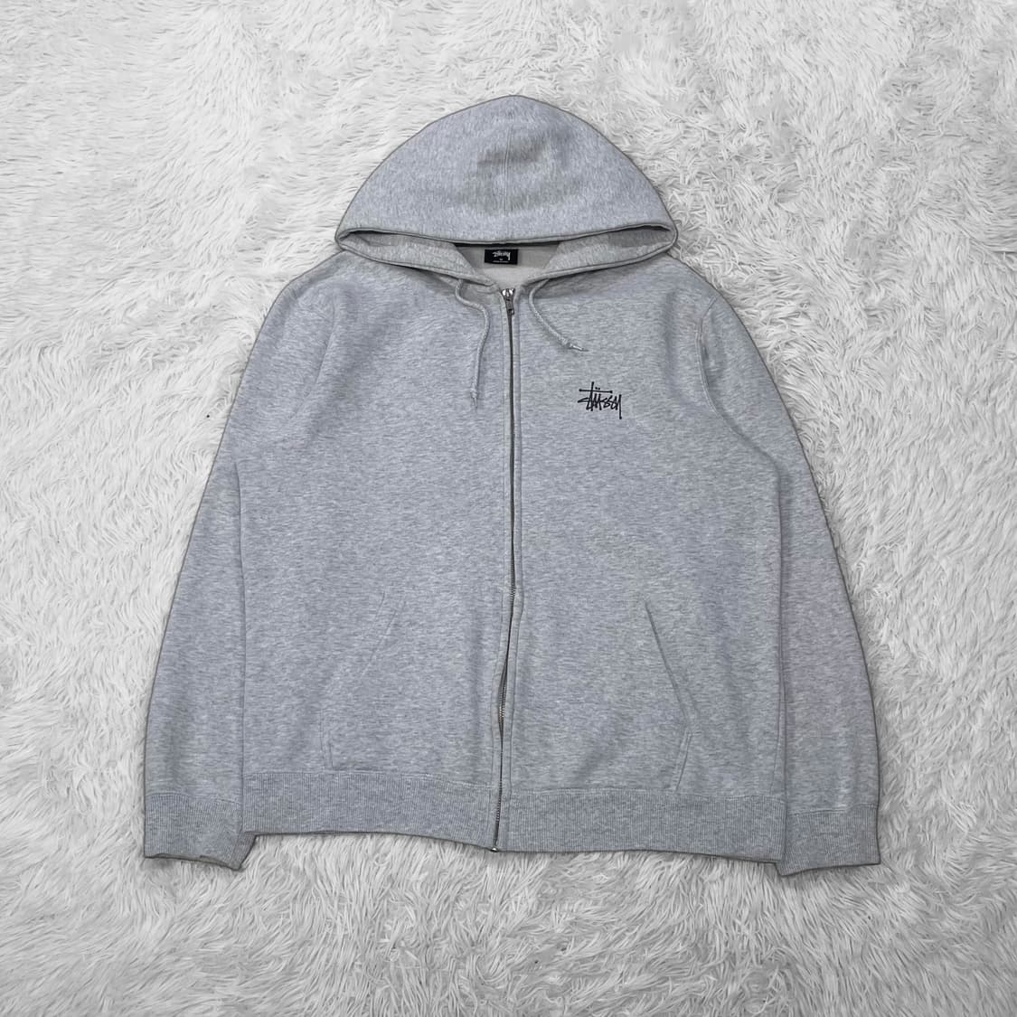 스투시 베이직 로고 후드집업 그레이 상품이미지2