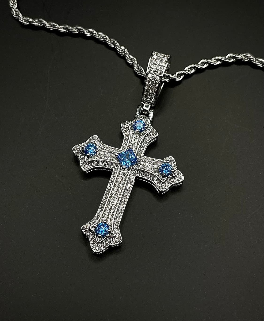 pcr053 Blue the cross cubic necklace 상품이미지4