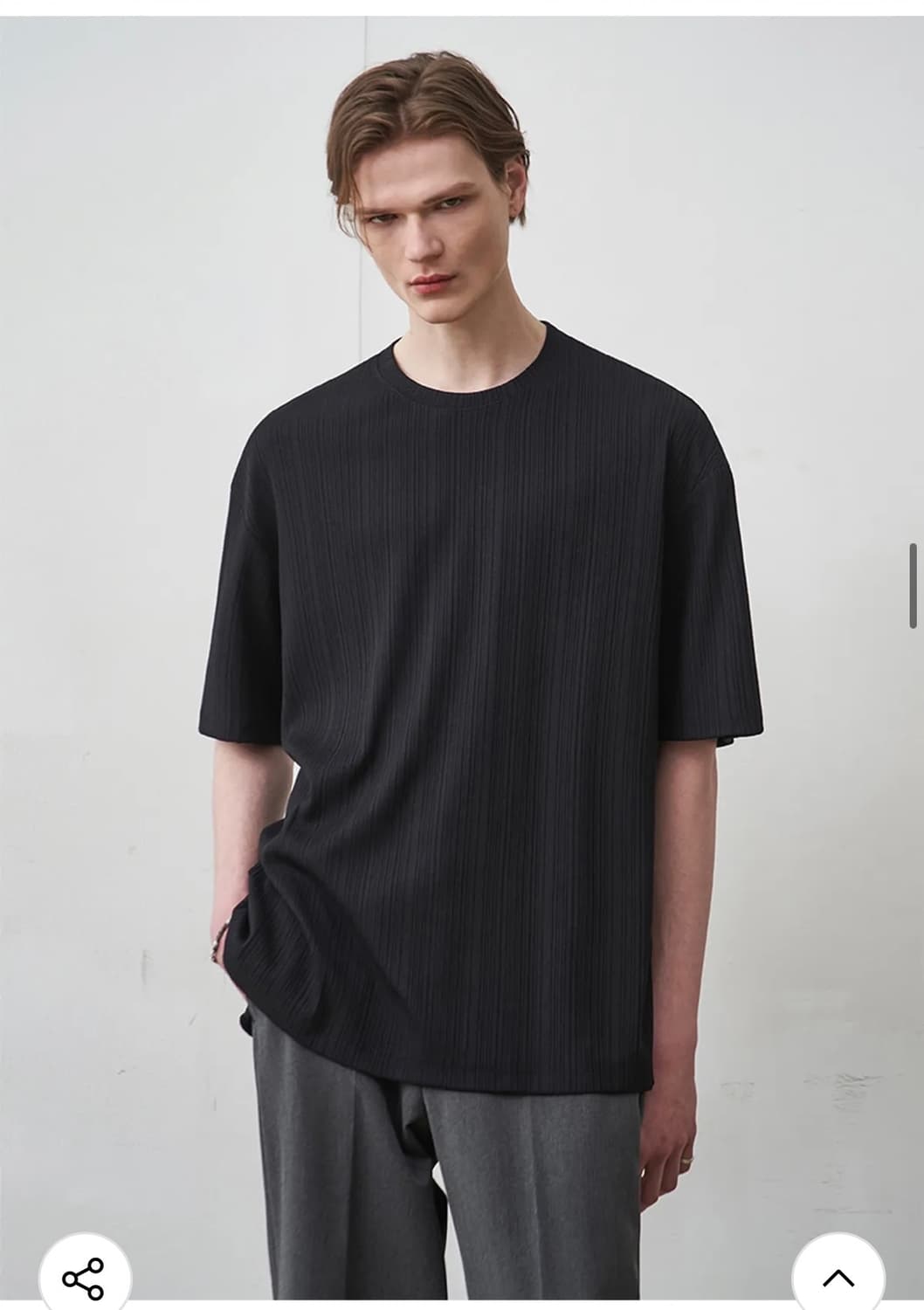 (L) 드로우핏 포멀릭 리브드 티셔츠 [BLACK] 반팔 판매 상품이미지1