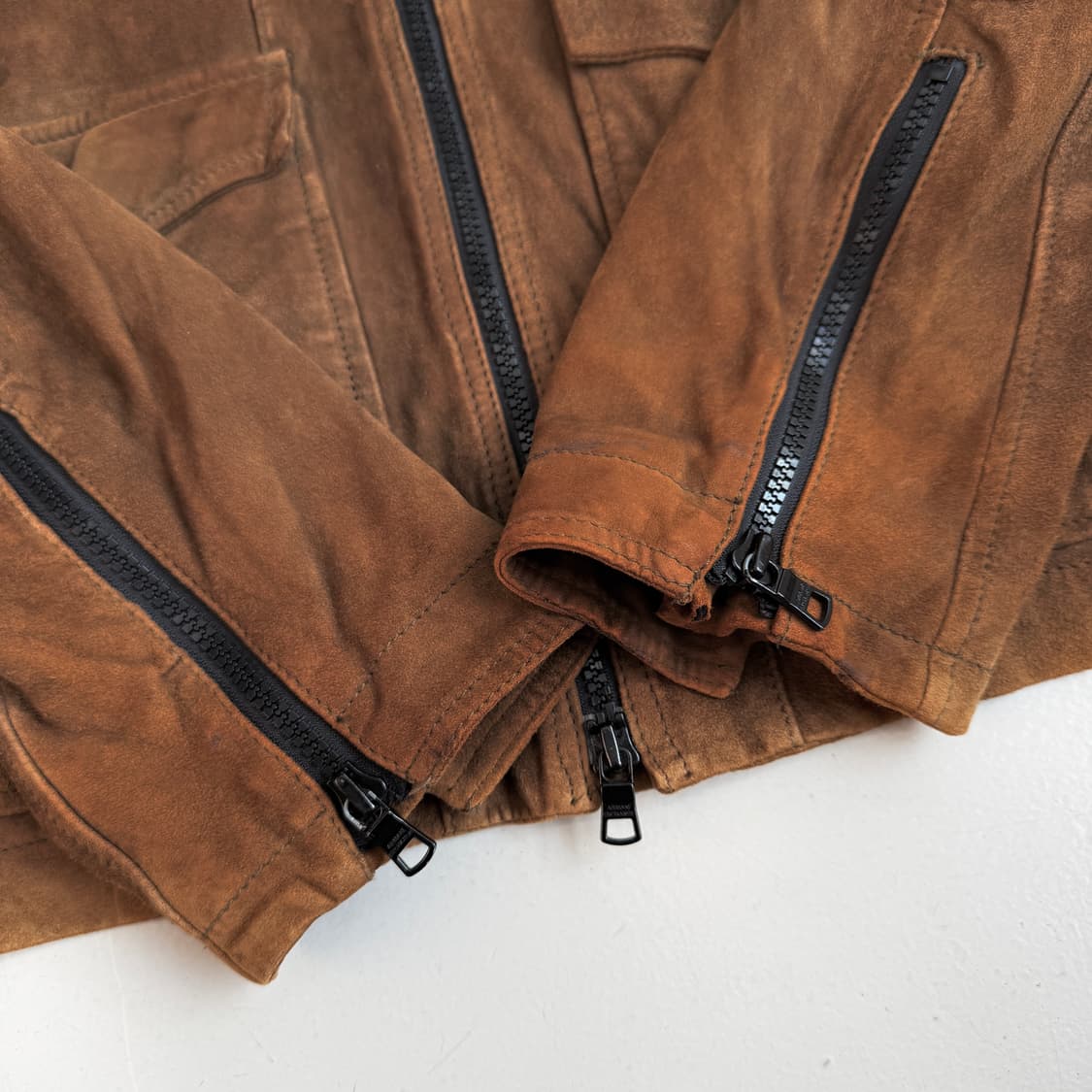 아르마니 익스체인지 제팬 리얼레더 스웨이드 바이커 가죽 자켓 상품이미지6