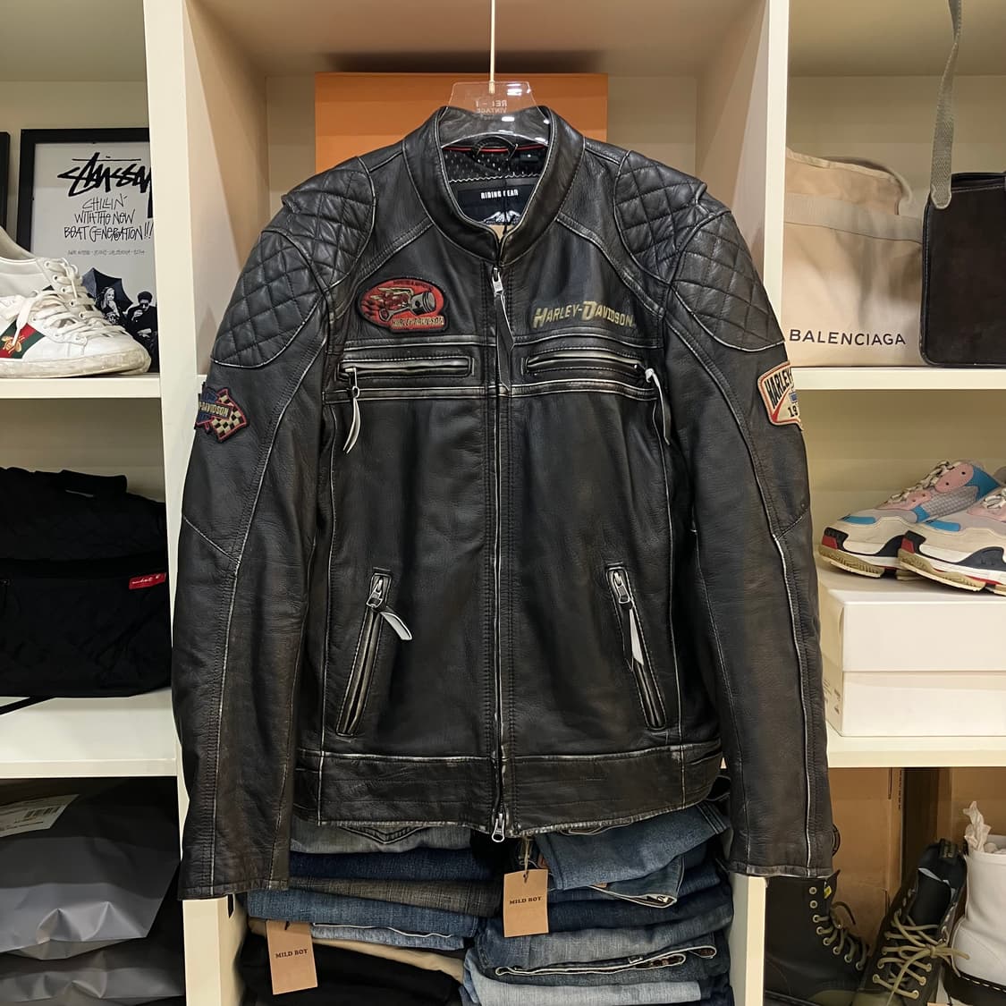 할리데이비슨 퀄팅 바이커 레더 자켓 S 상품이미지1