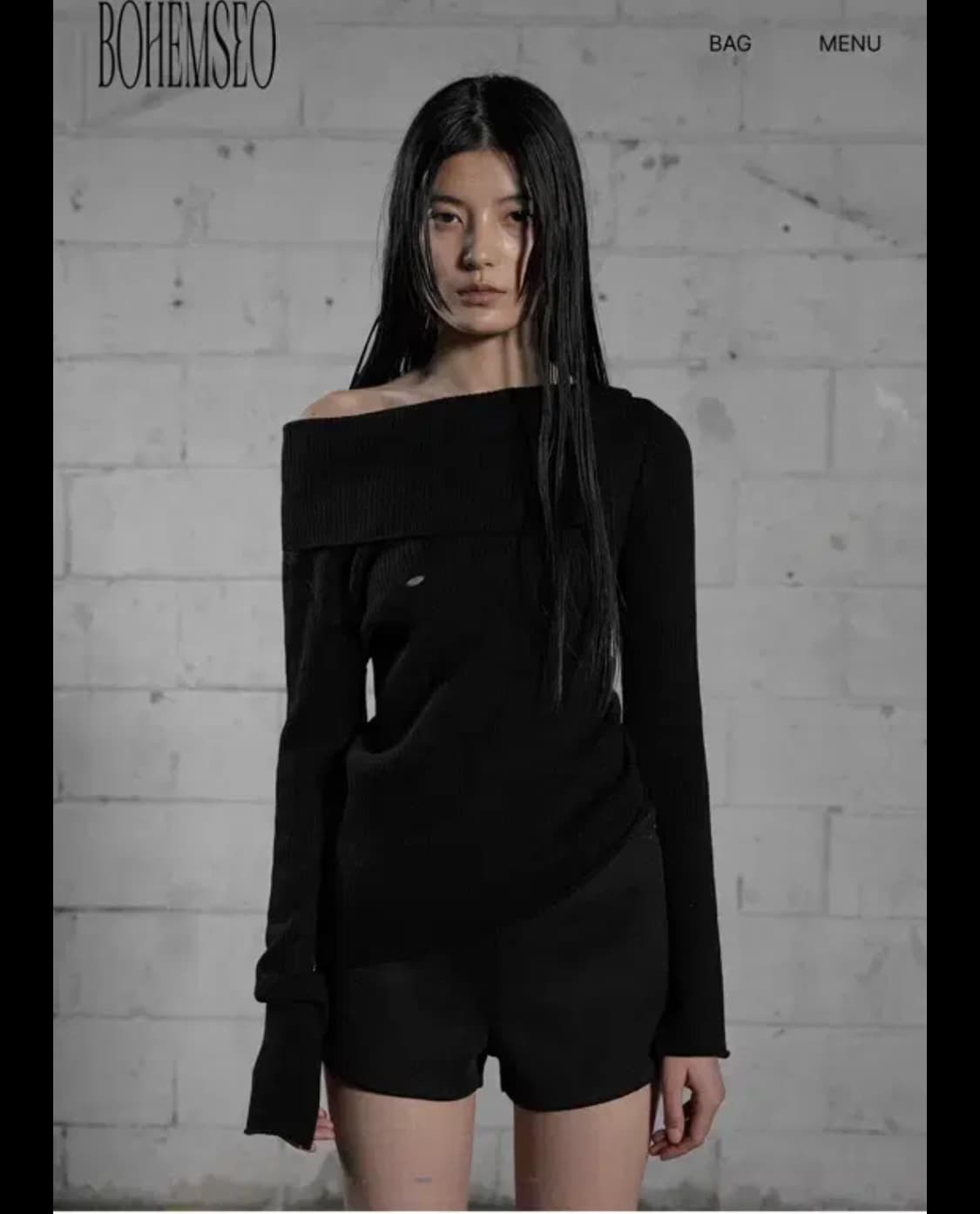 오픈 카라 언발란스 니트 상품이미지1