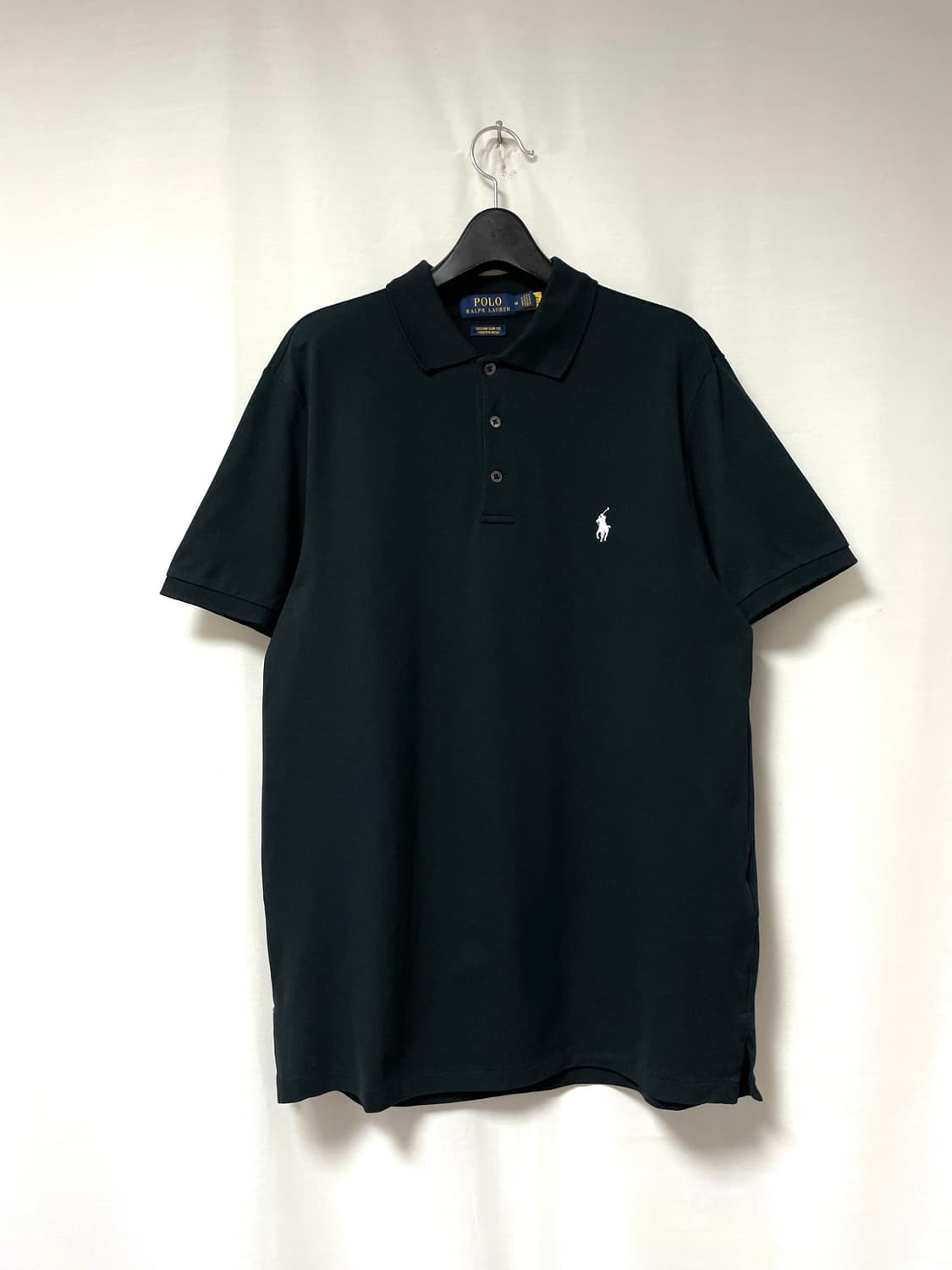 (정품) 폴로 남성 커스텀 슬림핏 신축성 메쉬 반팔 카라티셔츠 _ 블랙 상품이미지1
