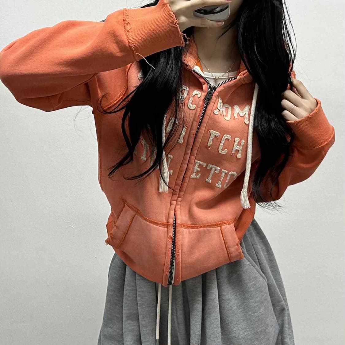 아베크롬비 y2k 올드스쿨 스웻 후드집업 희귀져지(M) 상품이미지1