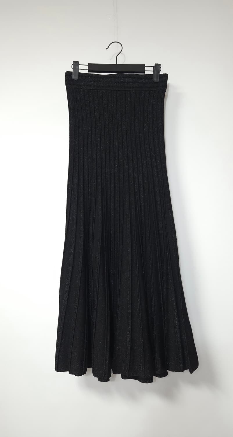 산드로 메탈릭 니트 플리츠 밴딩 롱스커트 1 사이즈 상품이미지1