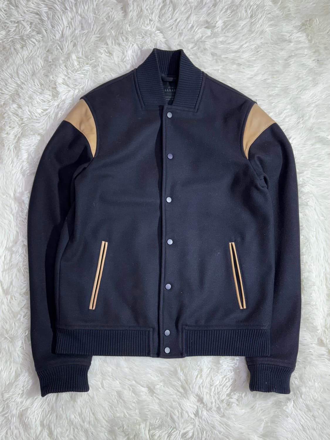 올세인츠 블랙 울 바시티 자켓  상품이미지2