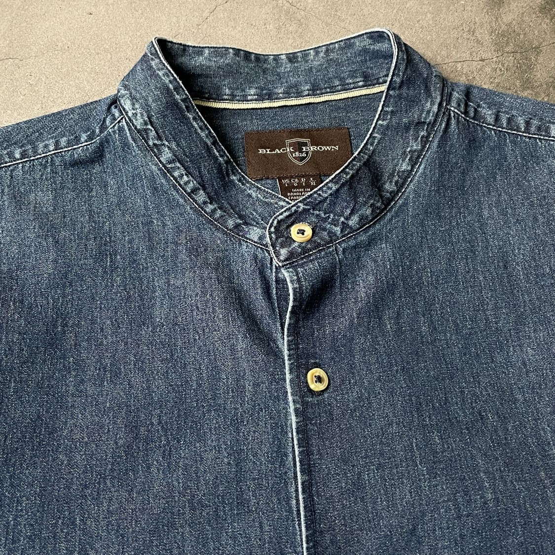 BLACK BROWN 1826 빈티지 밴드칼라 데님 셔츠 A00736 상품이미지2