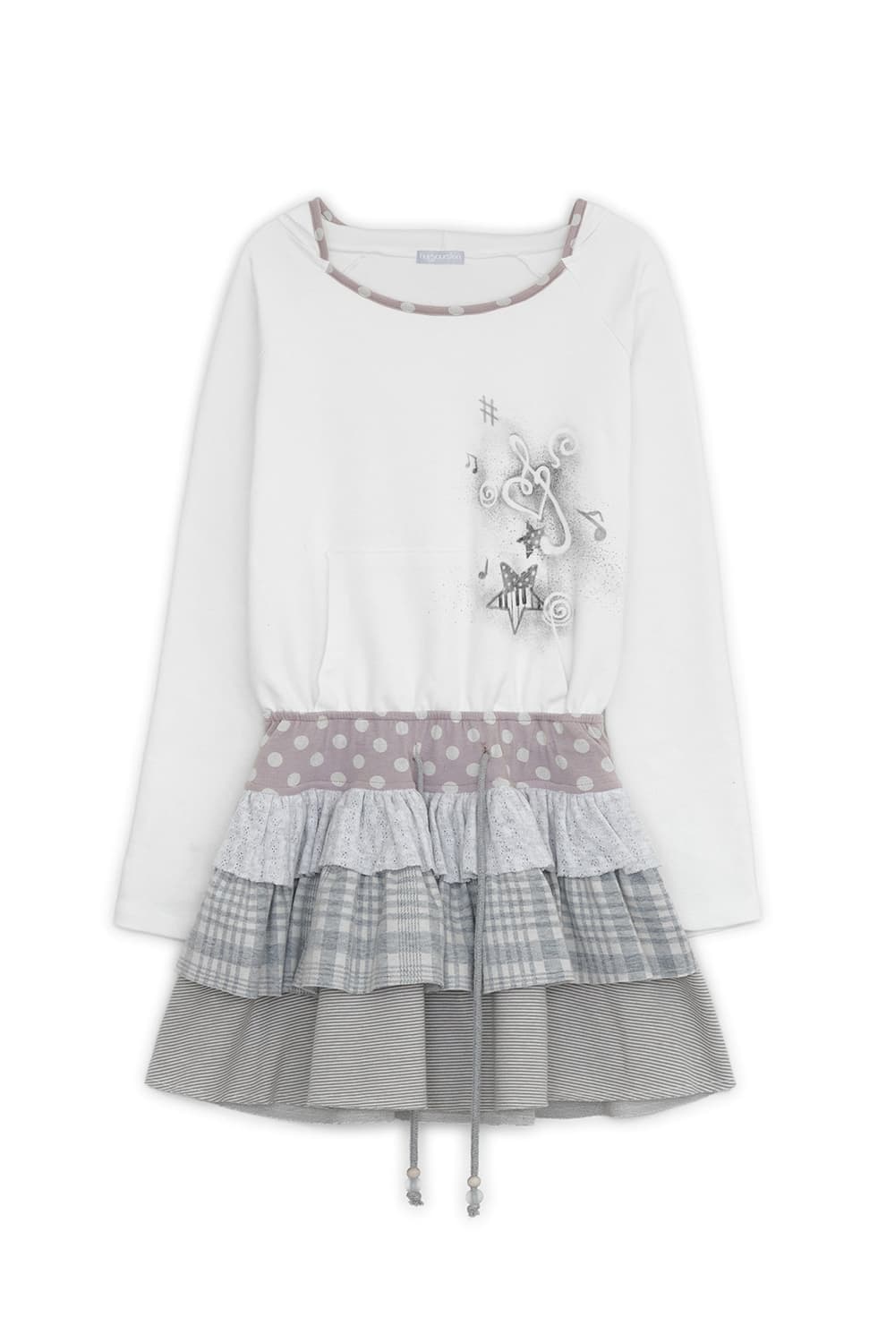 허그유어스킨 캉캉 레이어드 후드 드레스 아이보리 상품이미지1