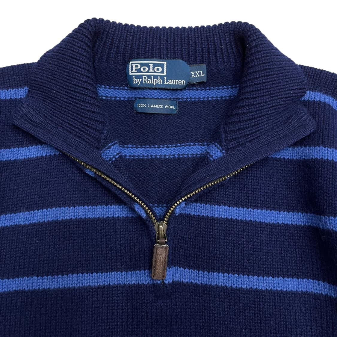 폴로 랄프로렌 블루 스트라이프 반집업 니트 XXL 상품이미지4