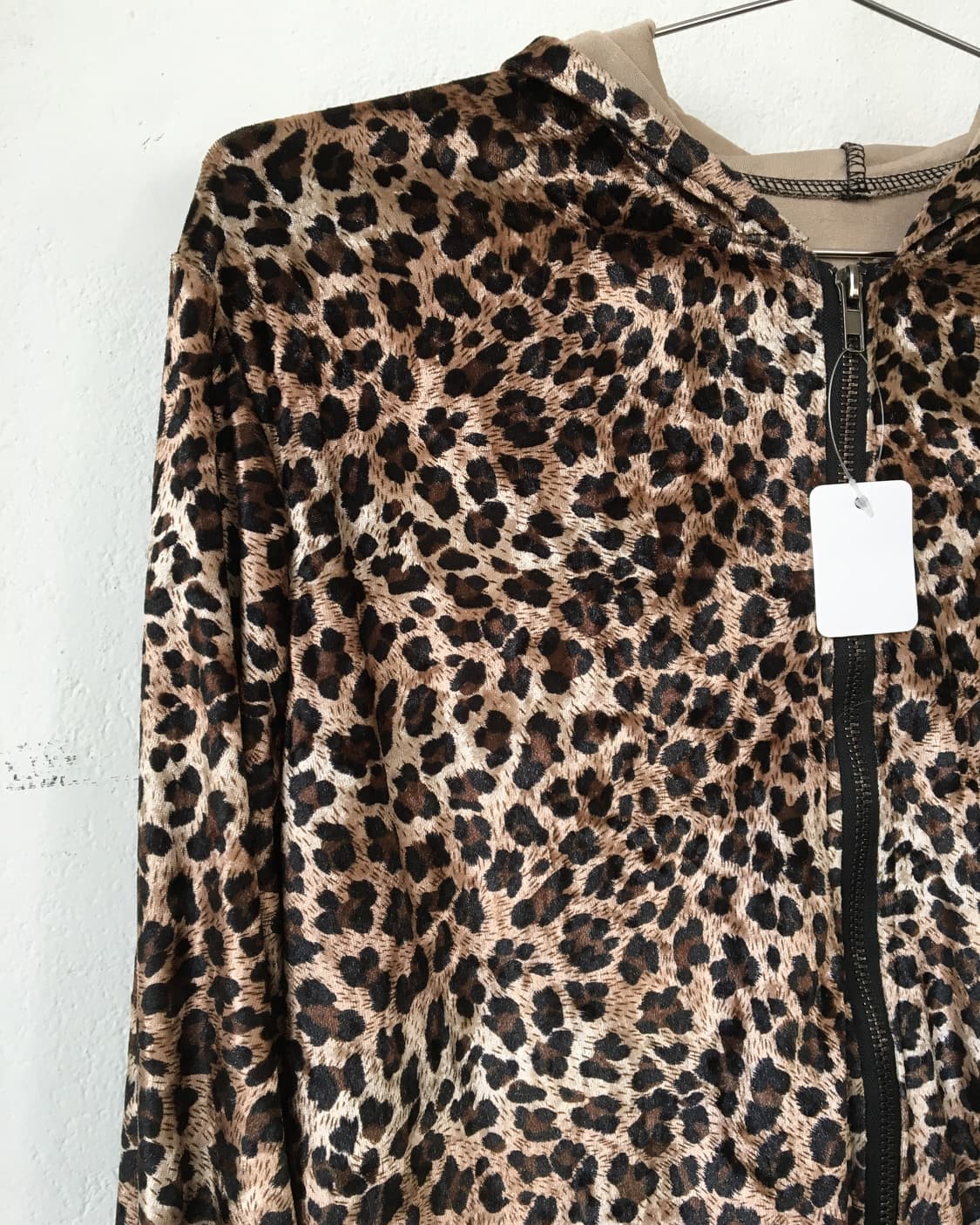 Leopard pattern fleece hood zip up 상품이미지4