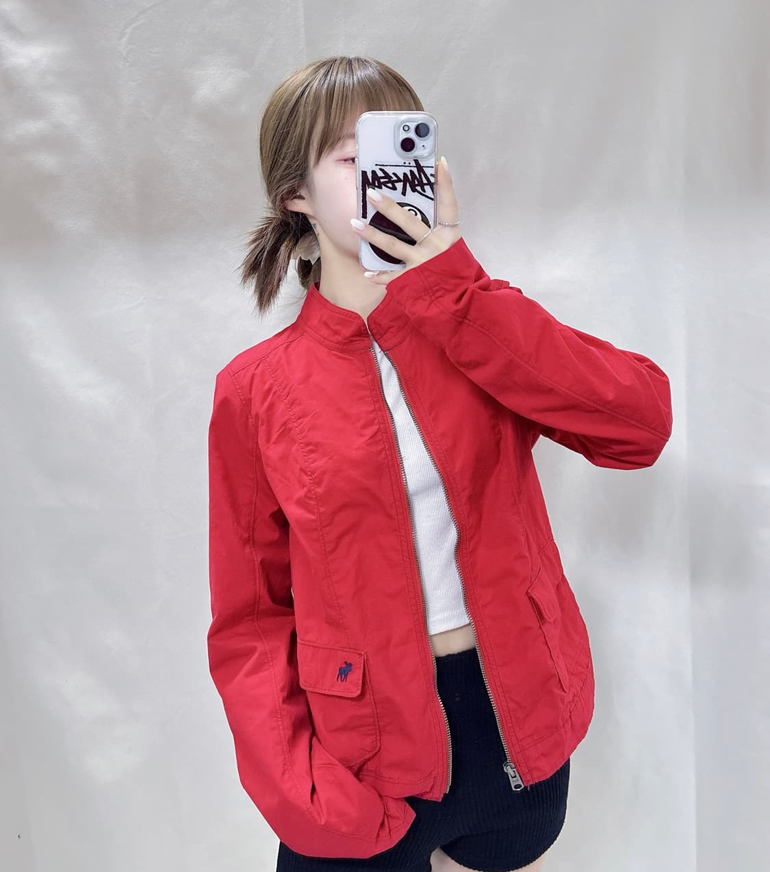 아베크롬비  레드 자수로고 트러커 자켓  상품이미지2