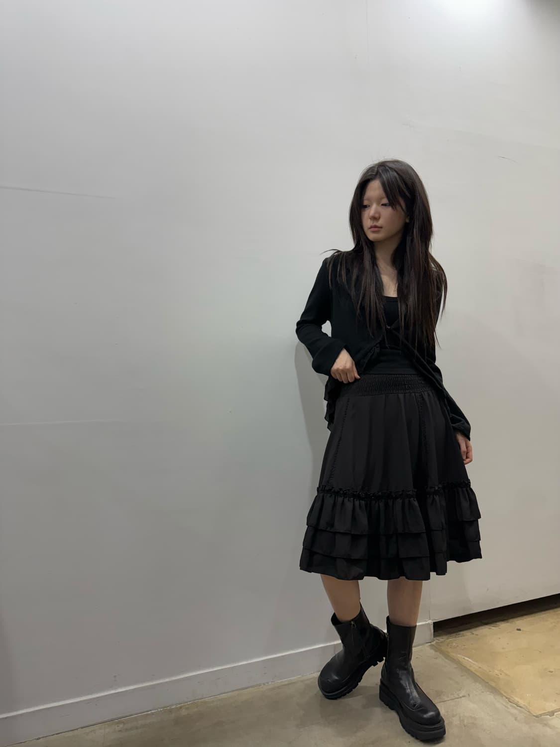 오즈온 고딕 밴딩 디테일 프릴 스커트 상품이미지3