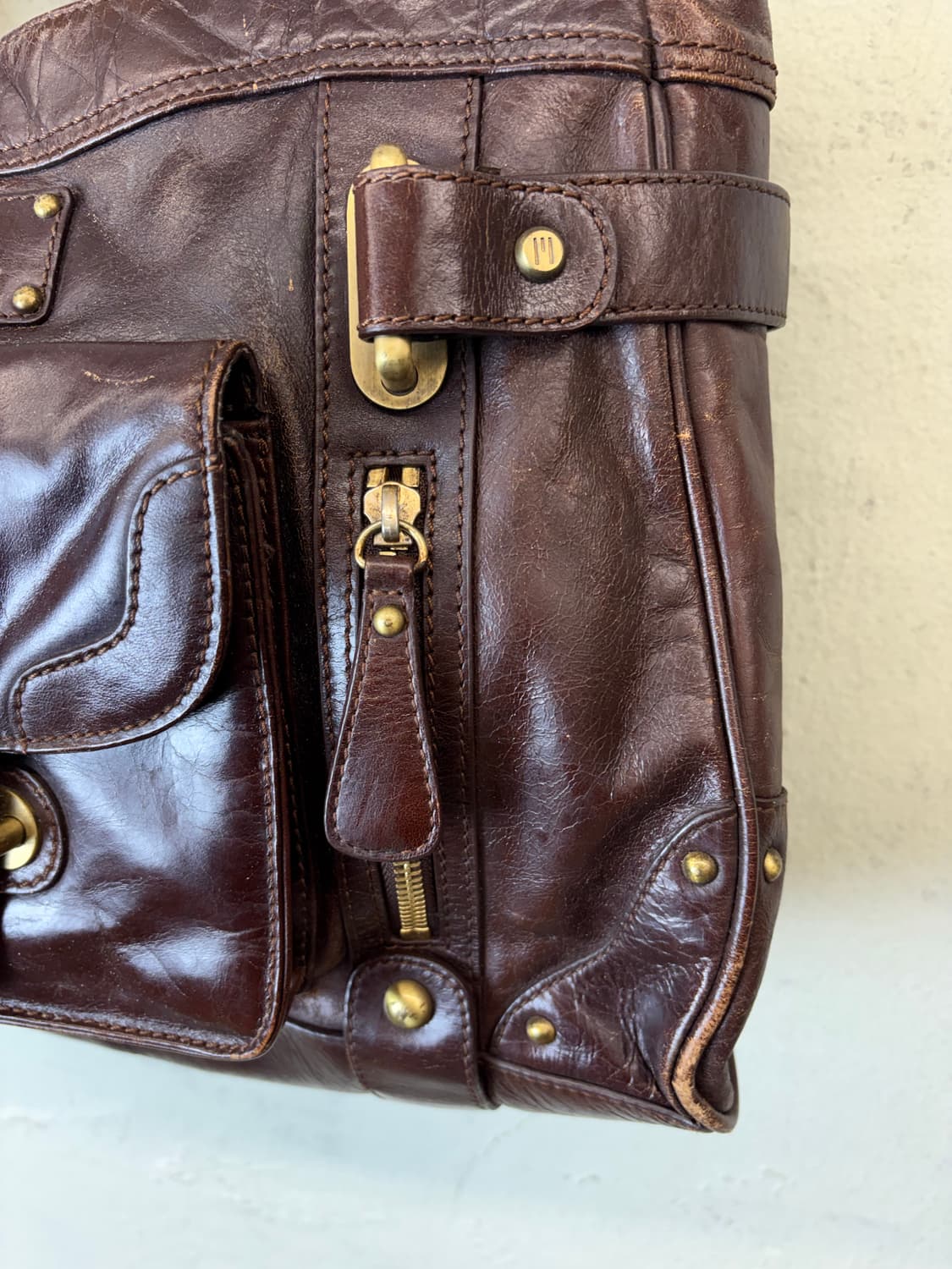 미쏘니 빈티지 웨스턴 레더 토드백 상품이미지4