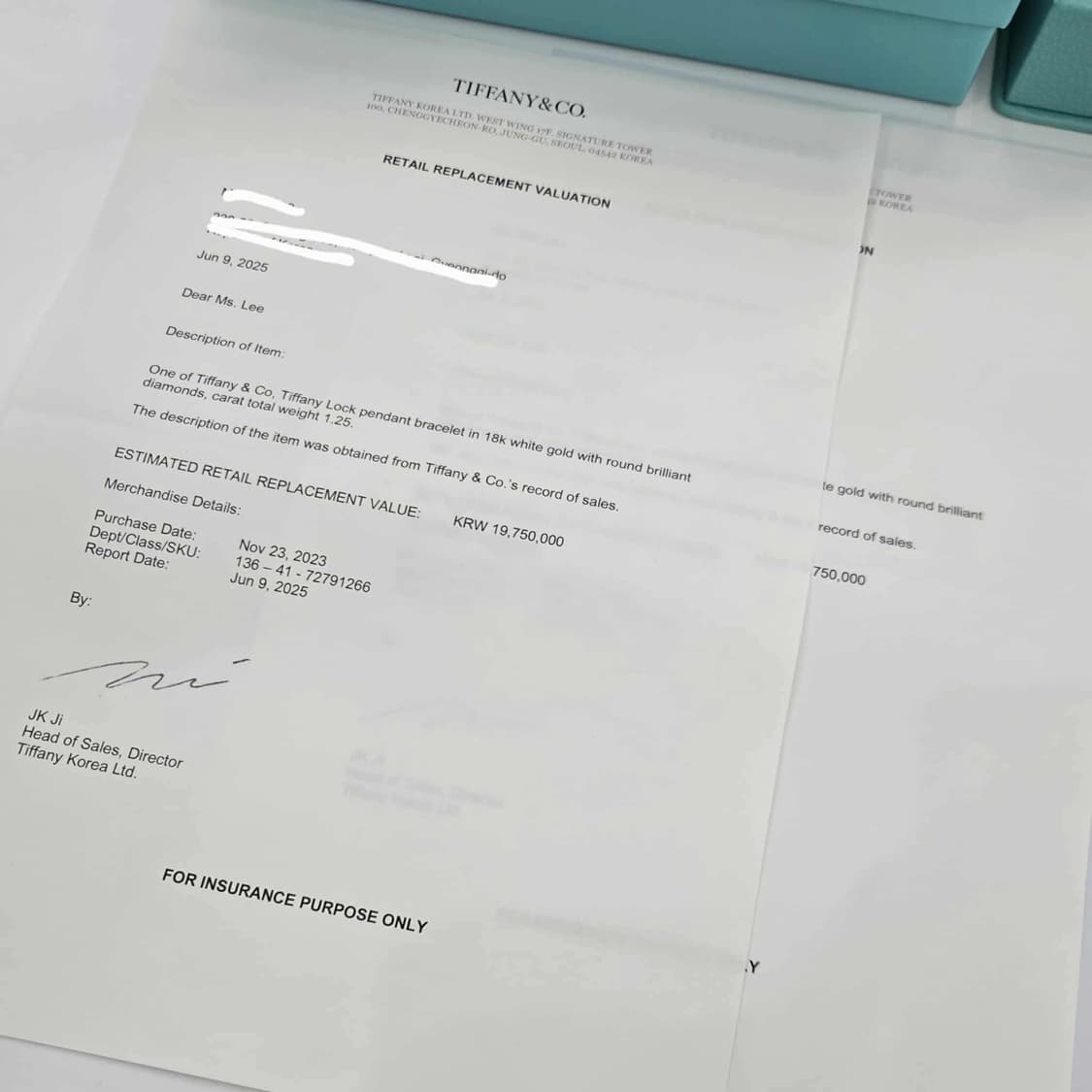 [정품]티파니앤코 락 펜던트 다이아 풀파베 미디엄 화이트골드 목걸이 상품이미지8