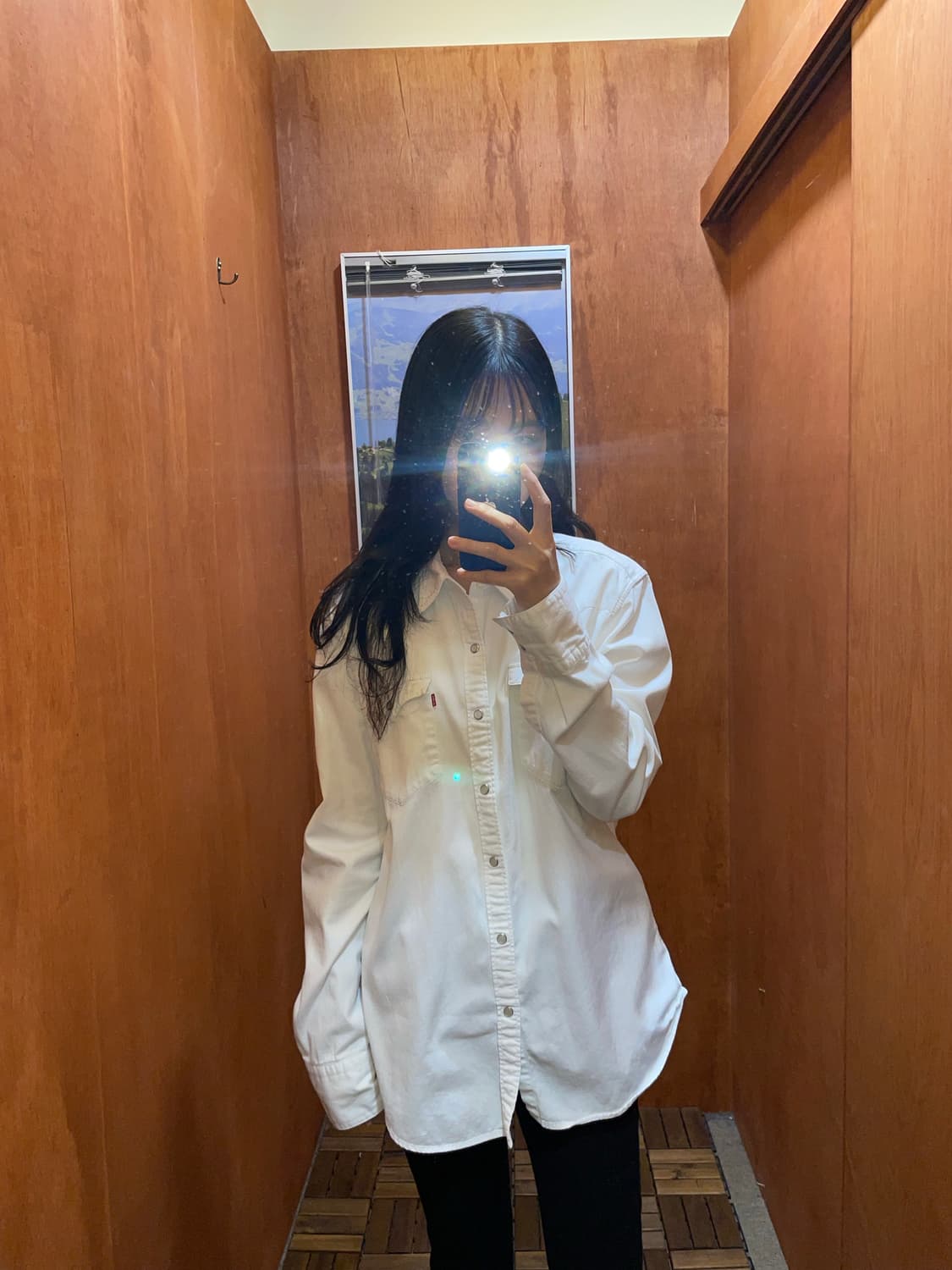 (L) Levi's 리바이스 코튼 화이트 웨스턴 셔츠 상품이미지1