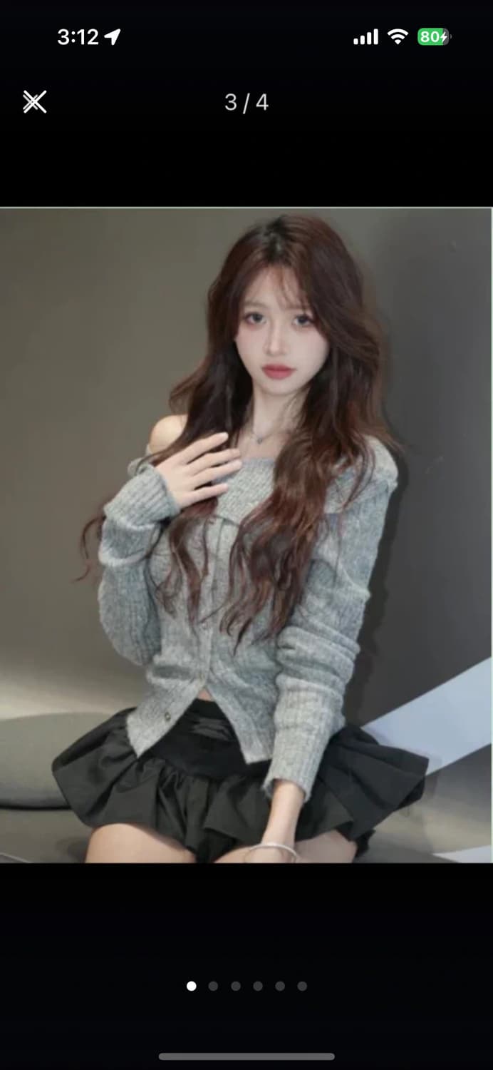 회색 오프숄더 니트 상품이미지5