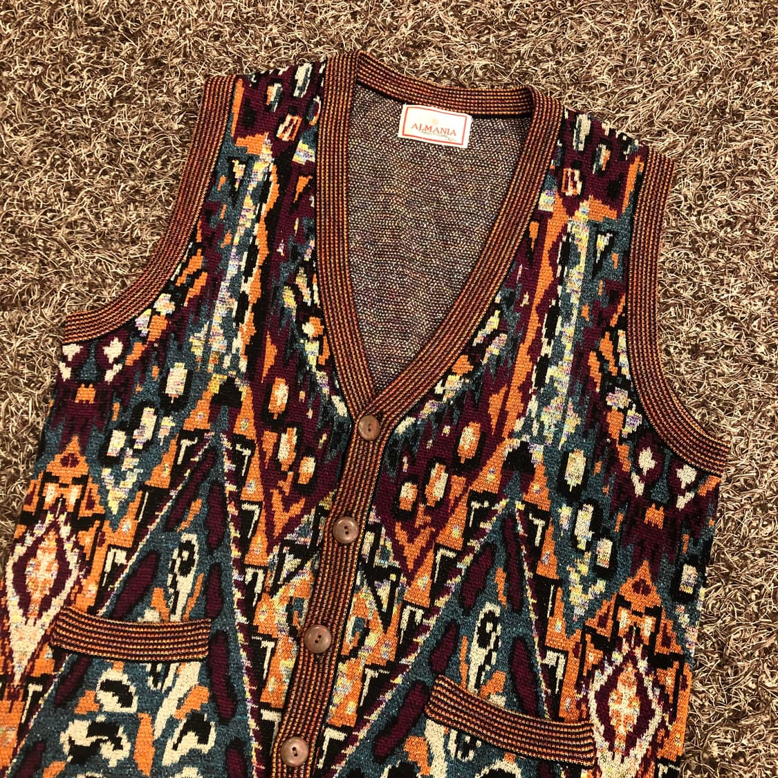 알마니아 멀티컬러 울 패턴 조끼 베스트 상품이미지2