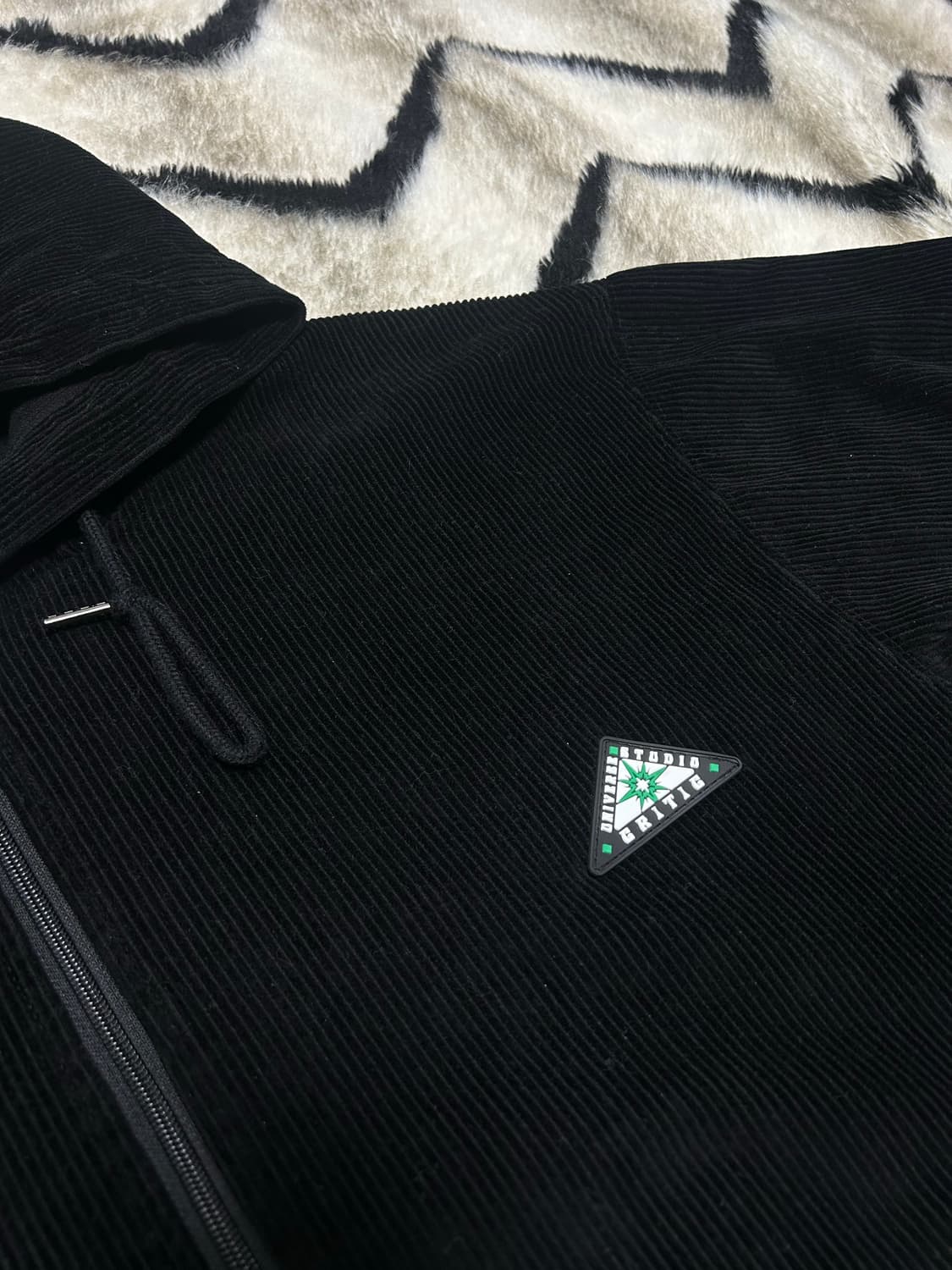 [M]크리틱 코듀로이 반집업 후드/블랙 상품이미지1