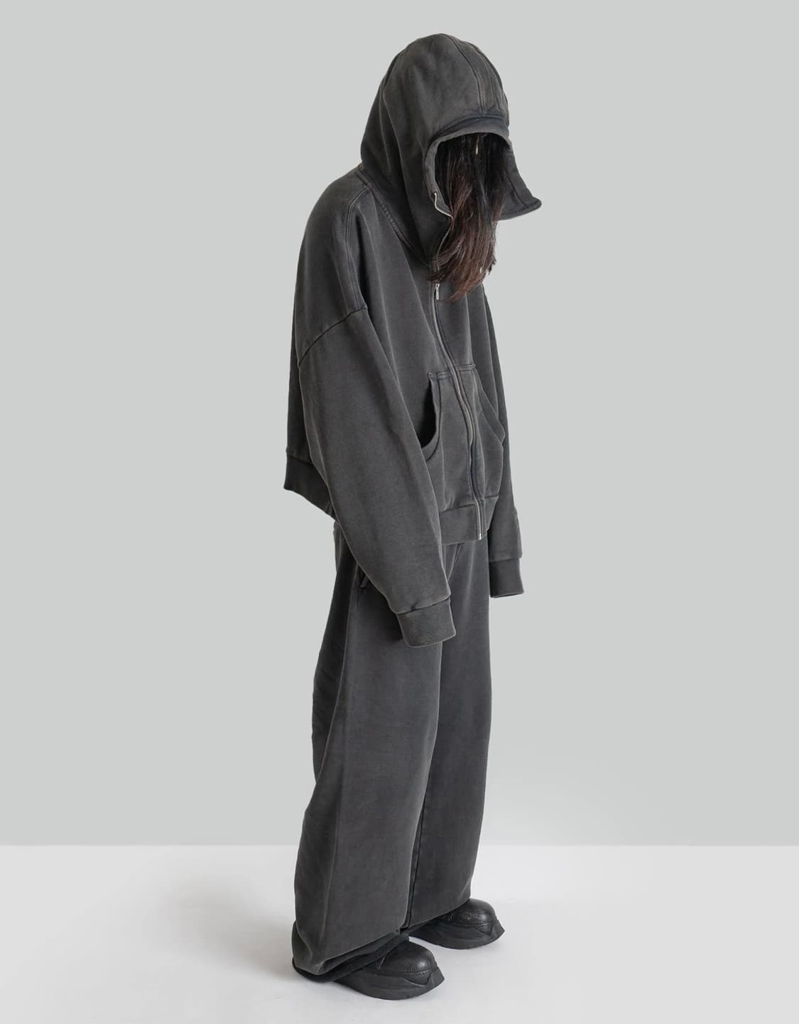 [s] 엔타이어 스튜디오 유니폼라인 풀 집 후드 - 워시드블랙 상품이미지3
