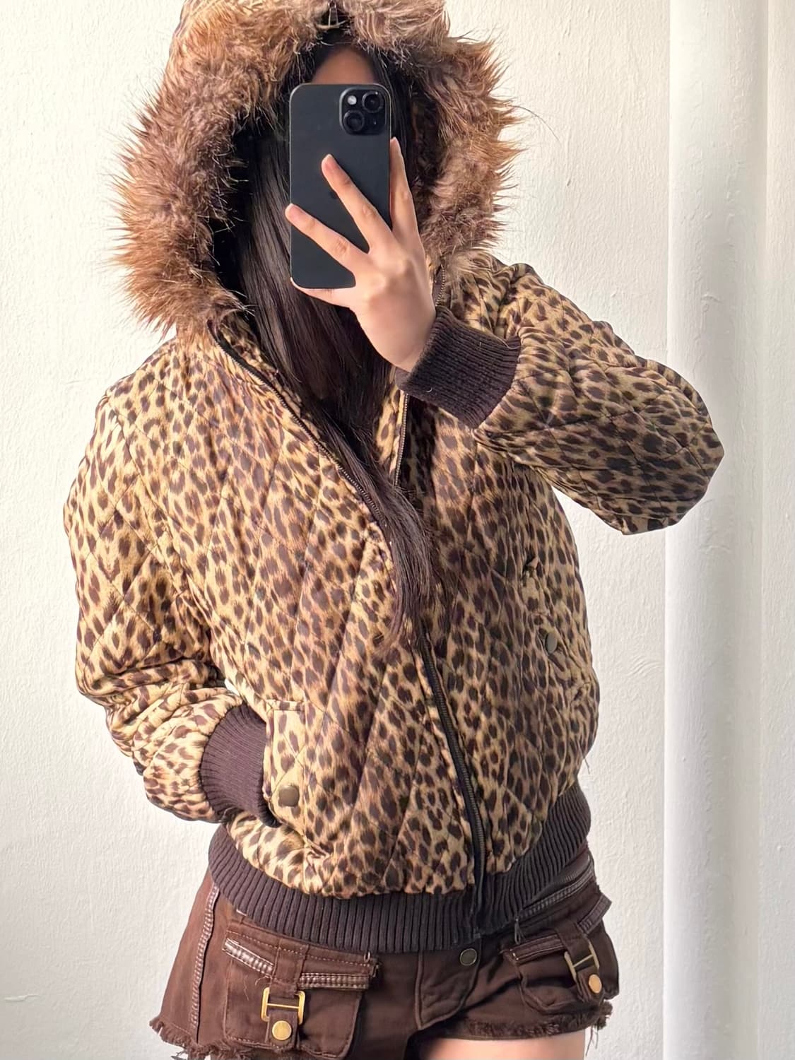 Vintage Leopard Fur Hood Jacket 상품이미지7